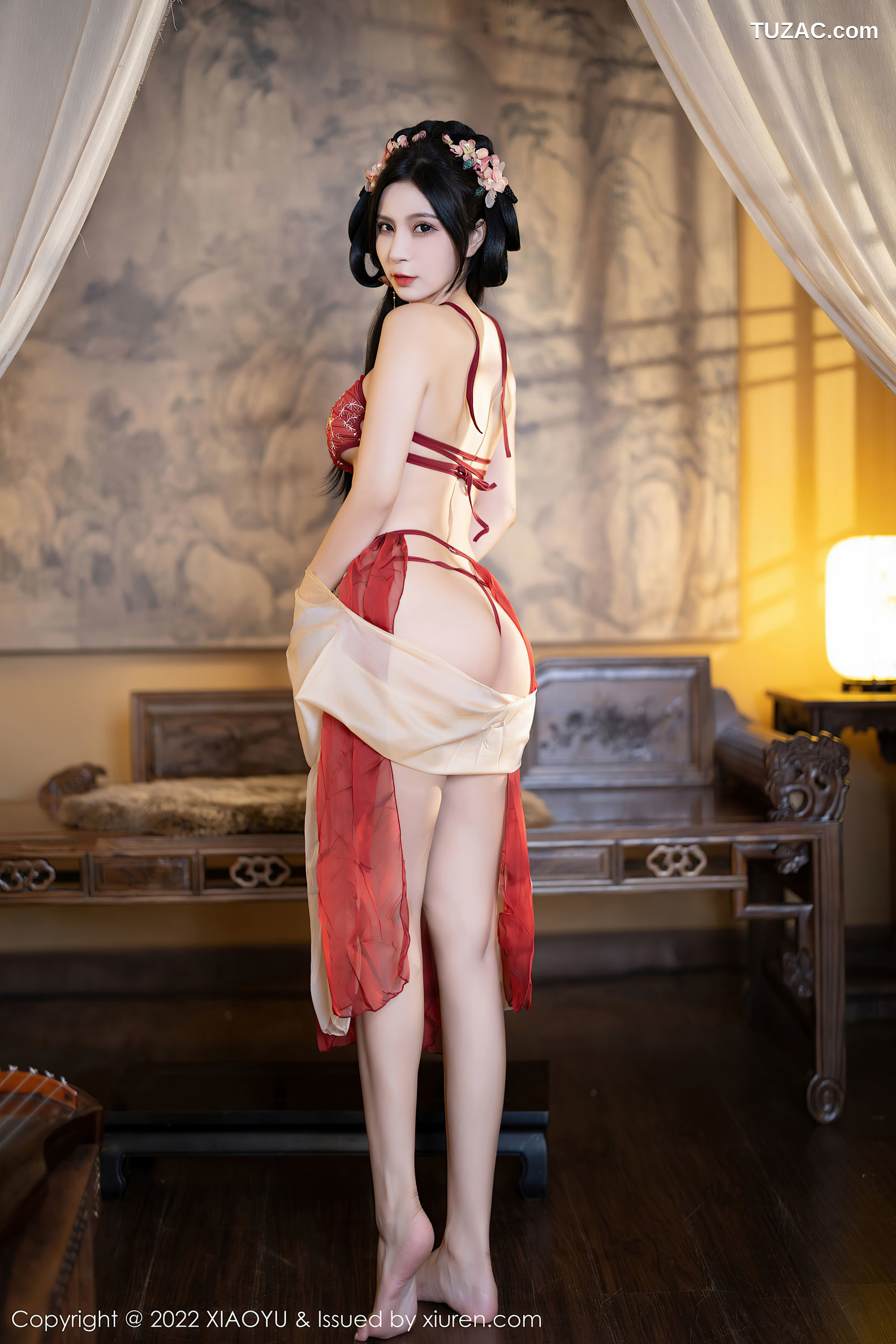 XiaoYu语画界-858-小蛮妖Yummy-杭州旅拍红色丝绸古装服白嫩肌肤-2022.09.06