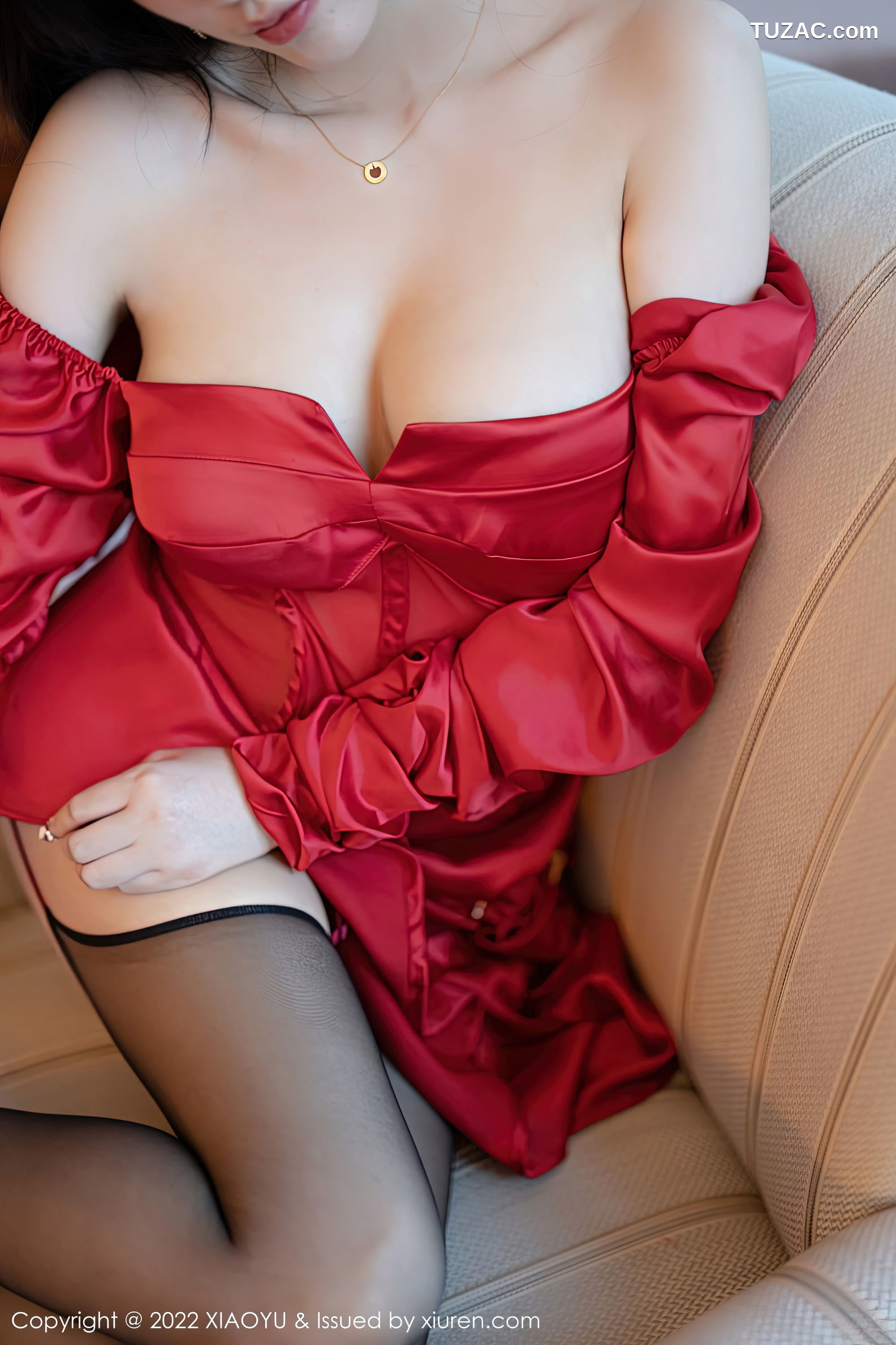 XiaoYu语画界-932-杨晨晨Yome-红色礼裙黑丝吊带袜-2022.12.23