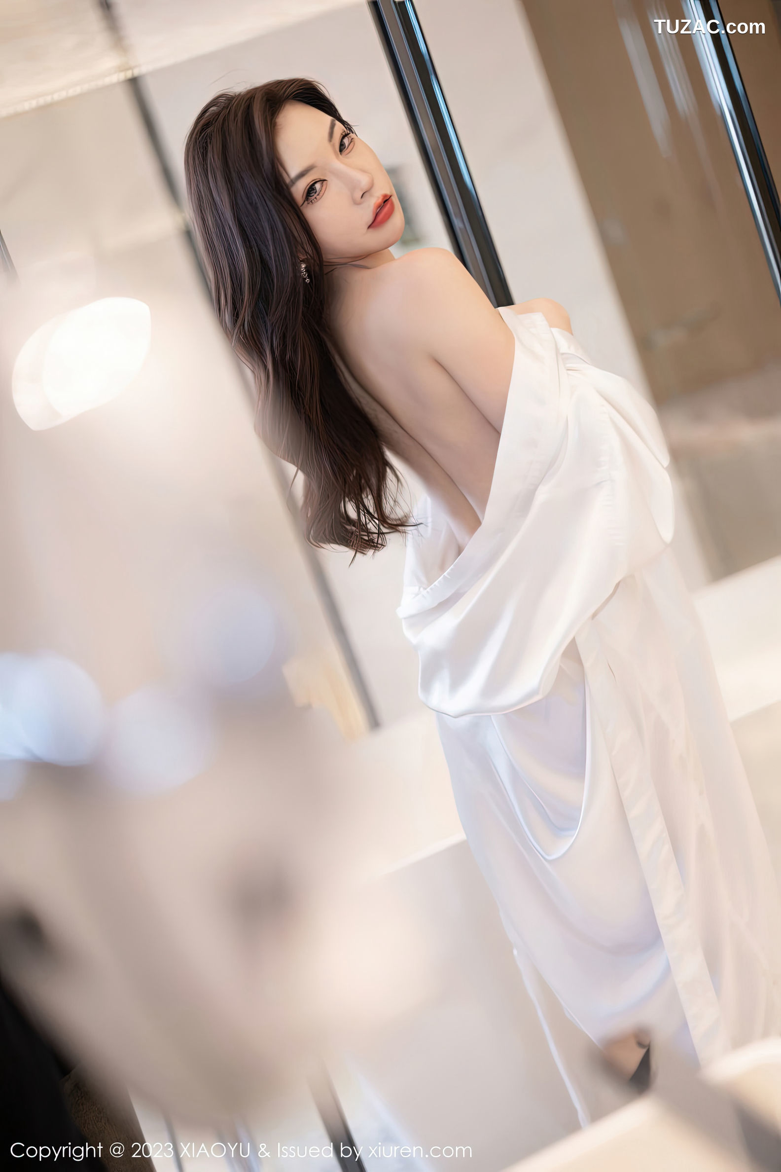XiaoYu语画界-957-徐莉芝Booty-白色露肩连衣裙超薄肉丝-2023.02.02