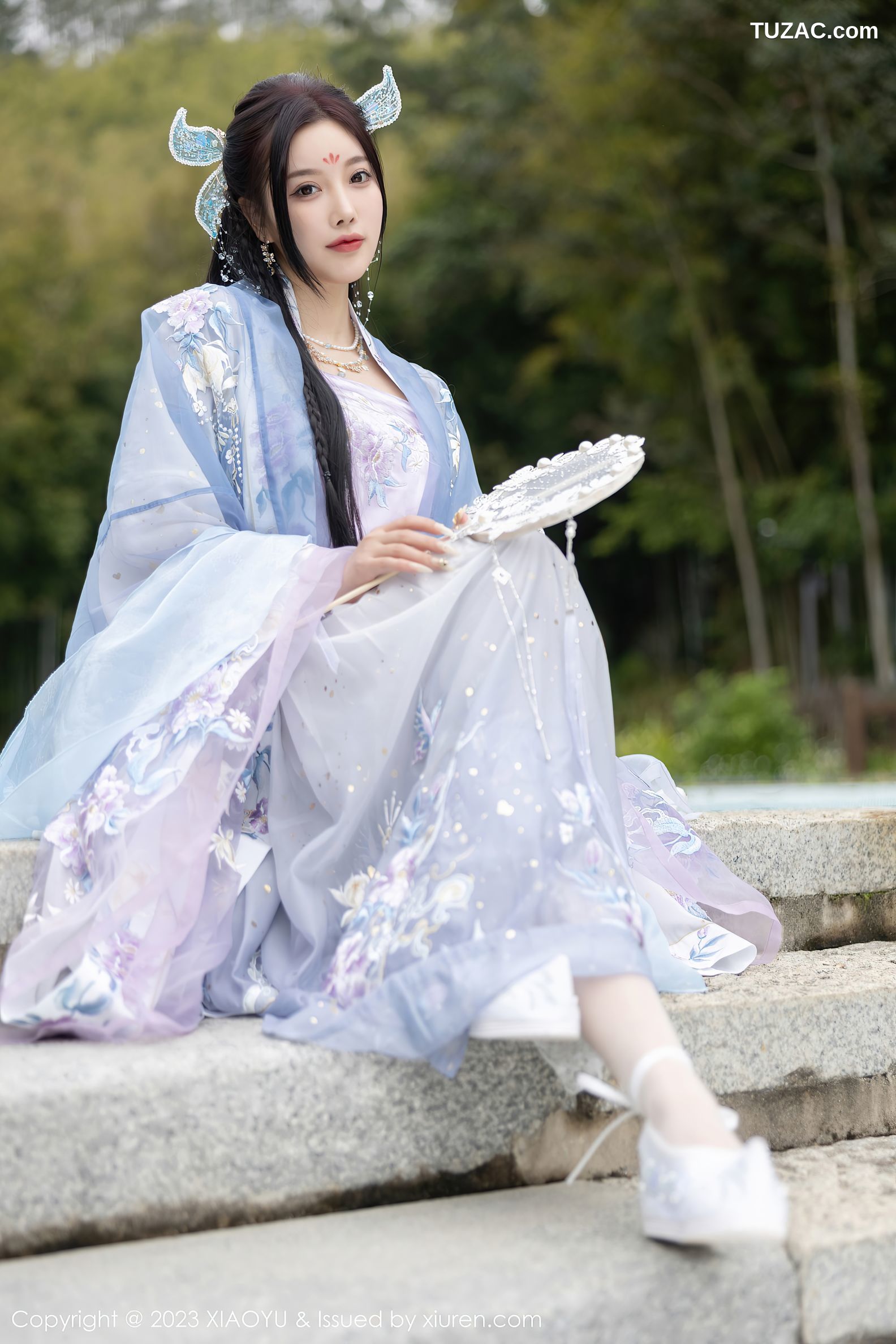 XiaoYu语画界-970-杨晨晨Yome-淡蓝紫色古装服白色蕾丝内衣-2023.02.21