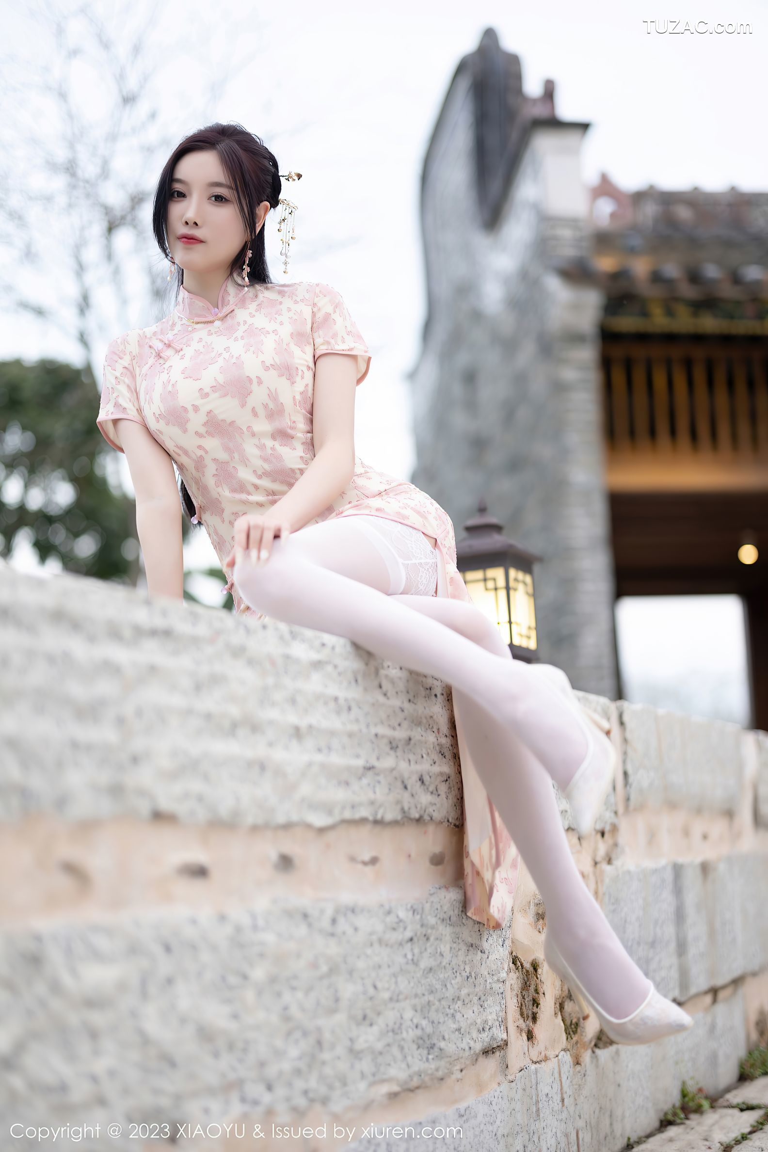 XiaoYu语画界-993-杨晨晨Yome-浅色旗袍白色蕾丝内衣白丝-2023.03.24
