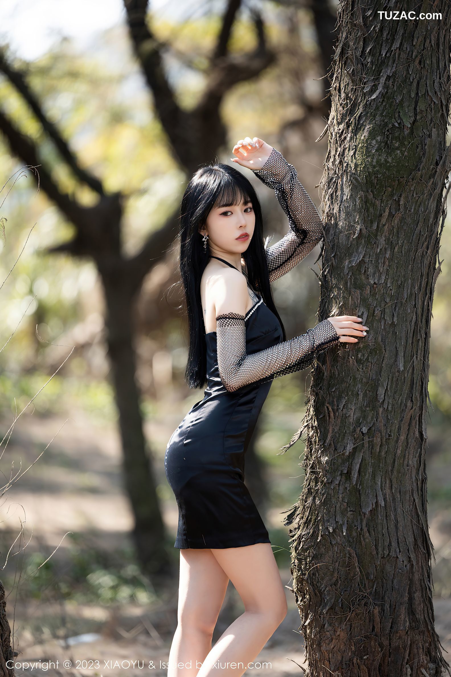 XiaoYu语画界-1006-奶瓶-黑连衣短裙蓝色蕾丝内衣-2023.04.13