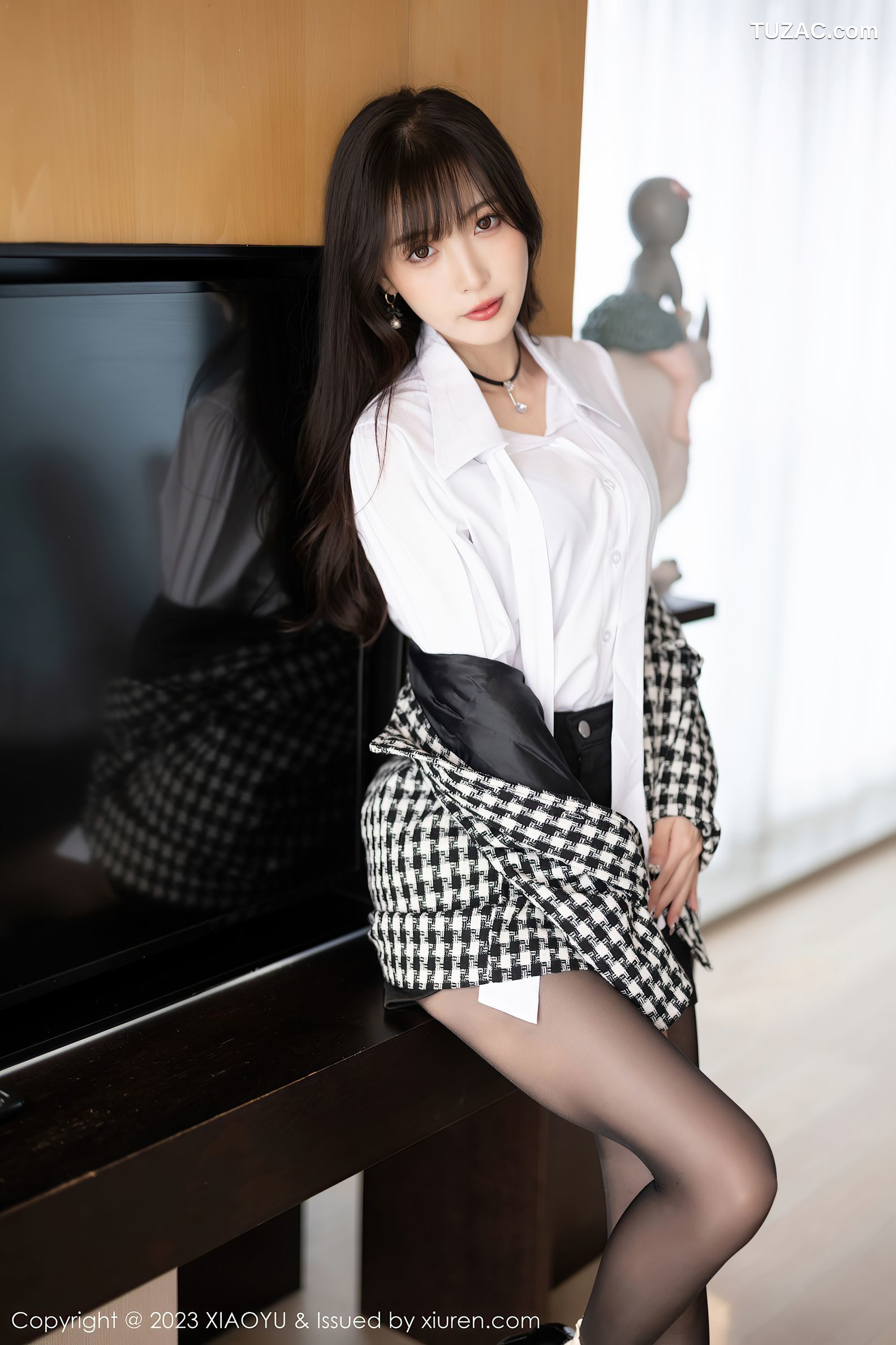XiaoYu语画界-1020-林星阑-黑白格上衣黑短裤白衬衫黑丝-2023.05.05