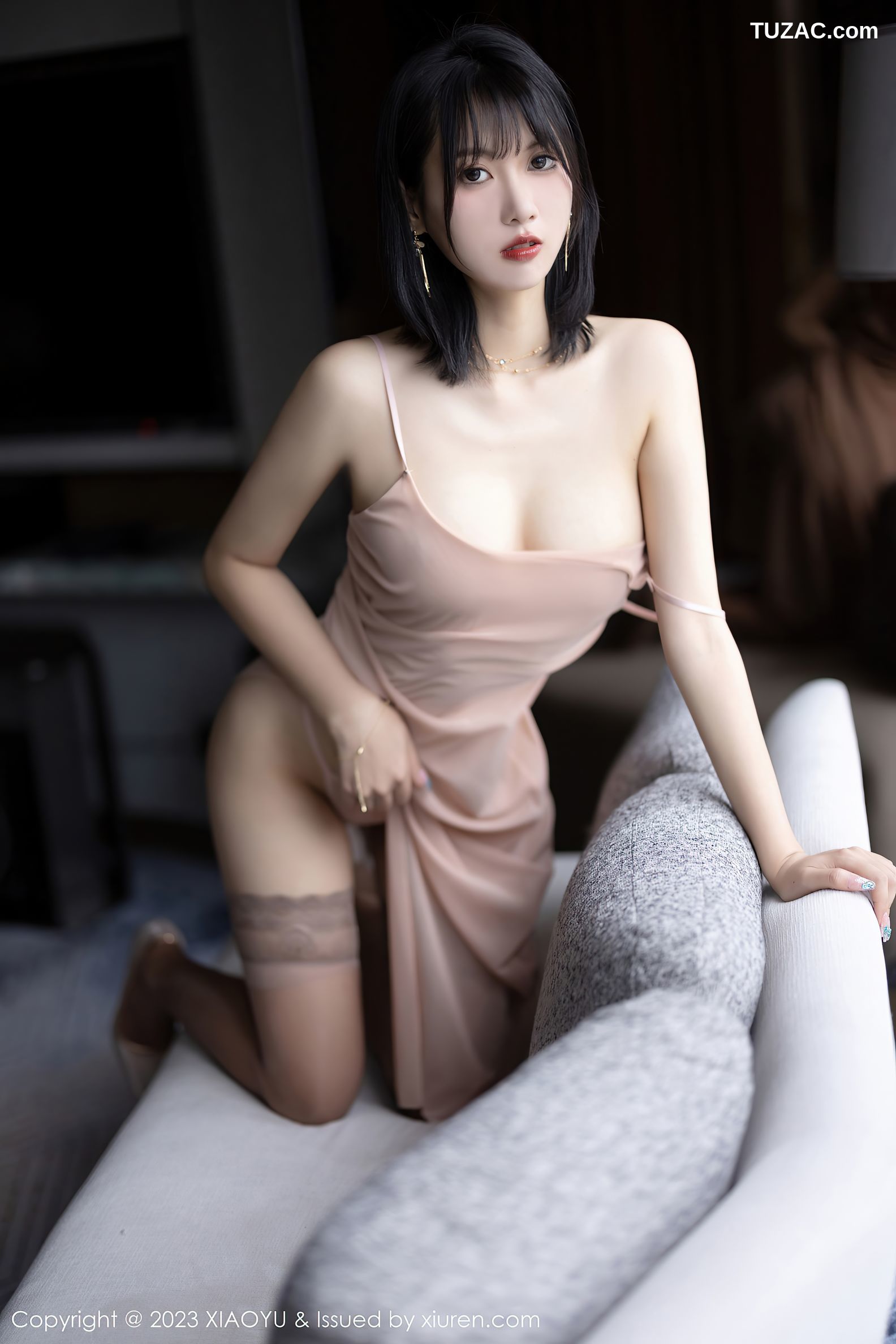 XiaoYu语画界-1028-林子遥-淡粉轻透吊带连衣长裙真空肉丝-2023.05.16