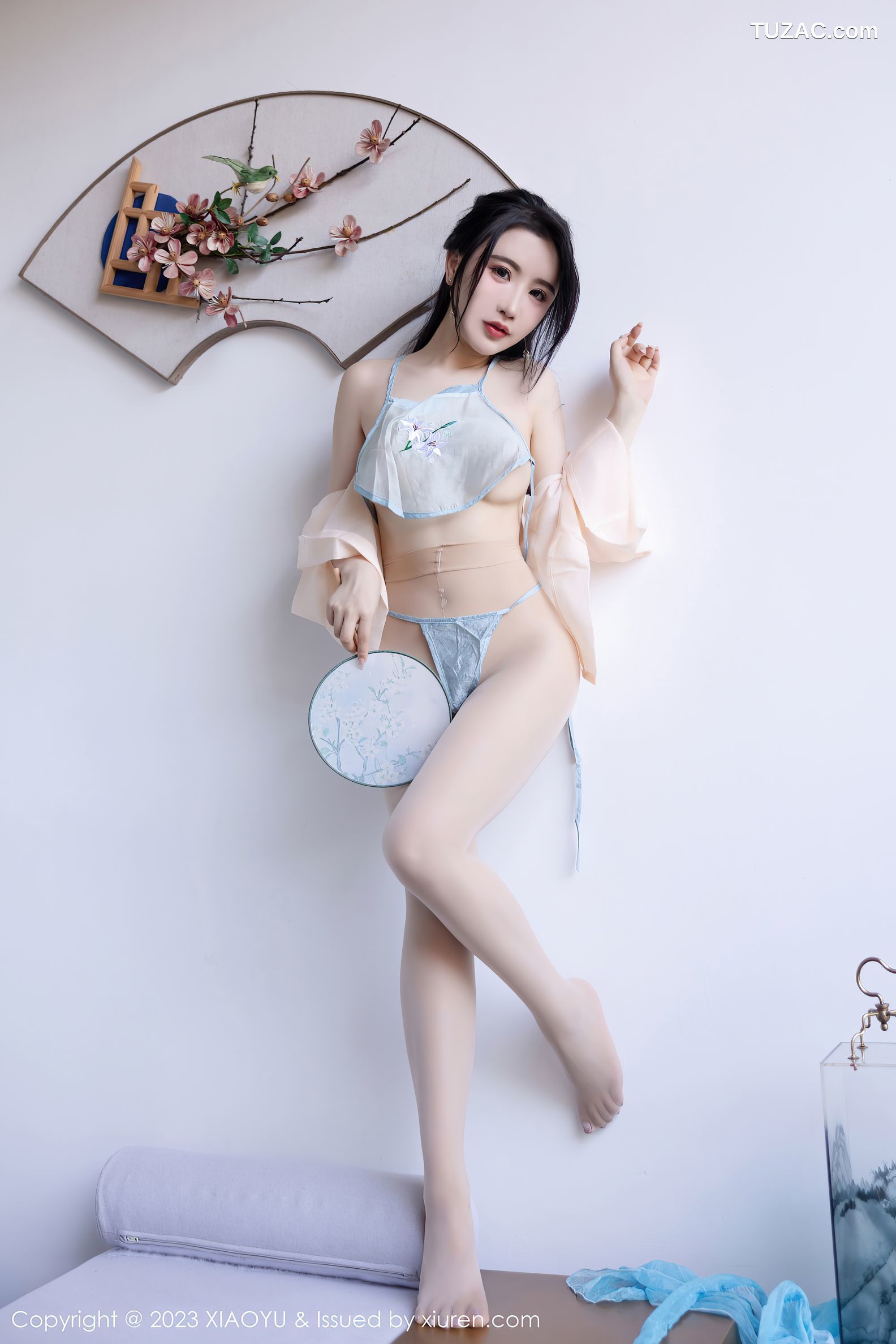 XiaoYu语画界-1057-Cherry樱桃酱-杭州旅拍-古风淡蓝纱肚兜-2023.06.27