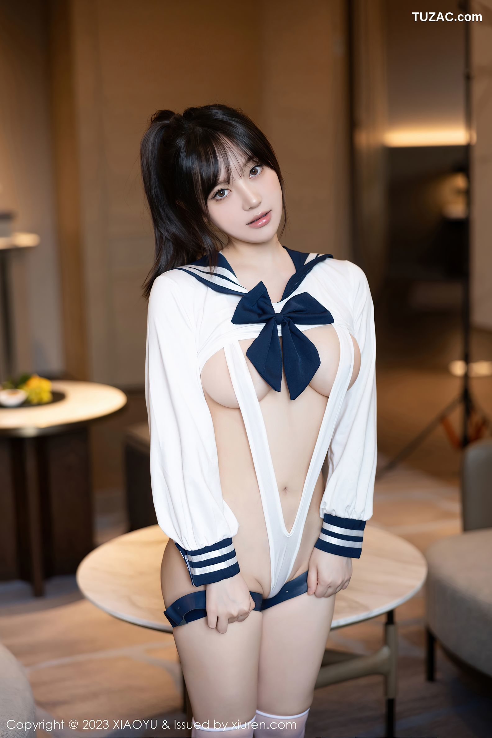 XiaoYu语画界-1105-豆瓣酱-白色高开叉水手服情趣内衣-2023.09.04