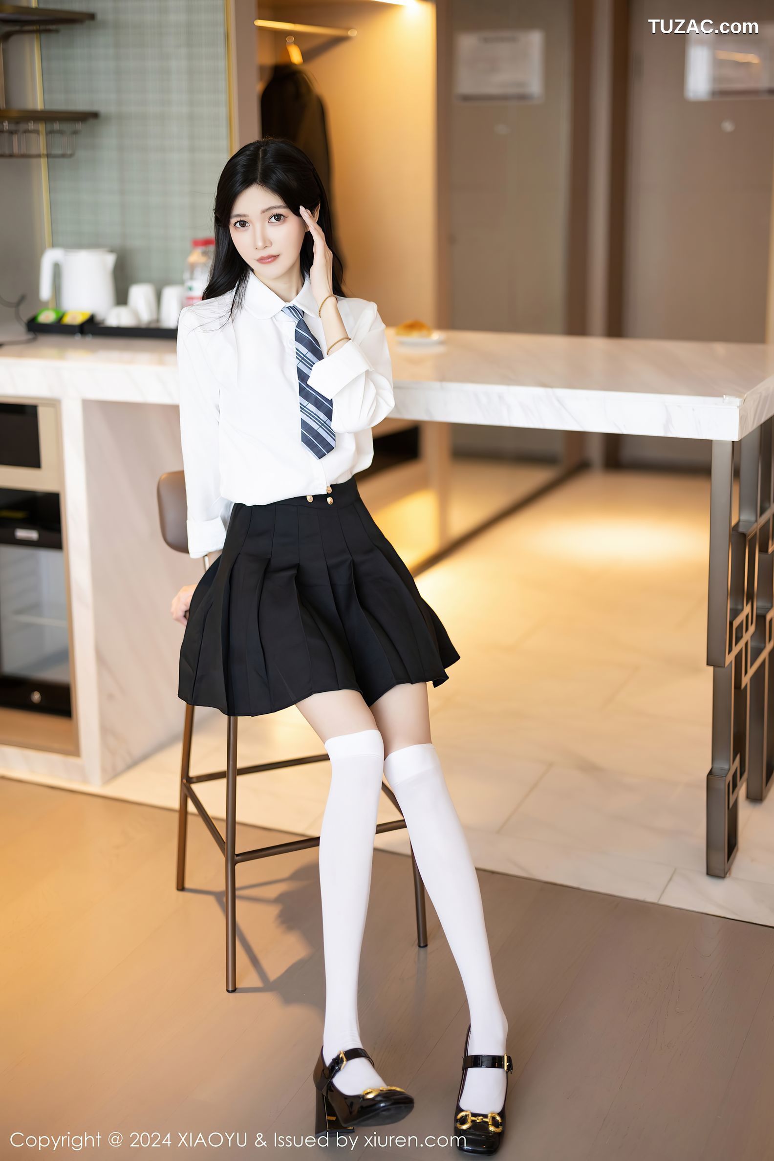 XiaoYu语画界-1204-程程程-深色日系学生服白衬衫黑短裙黑色内衣-2024.02.19