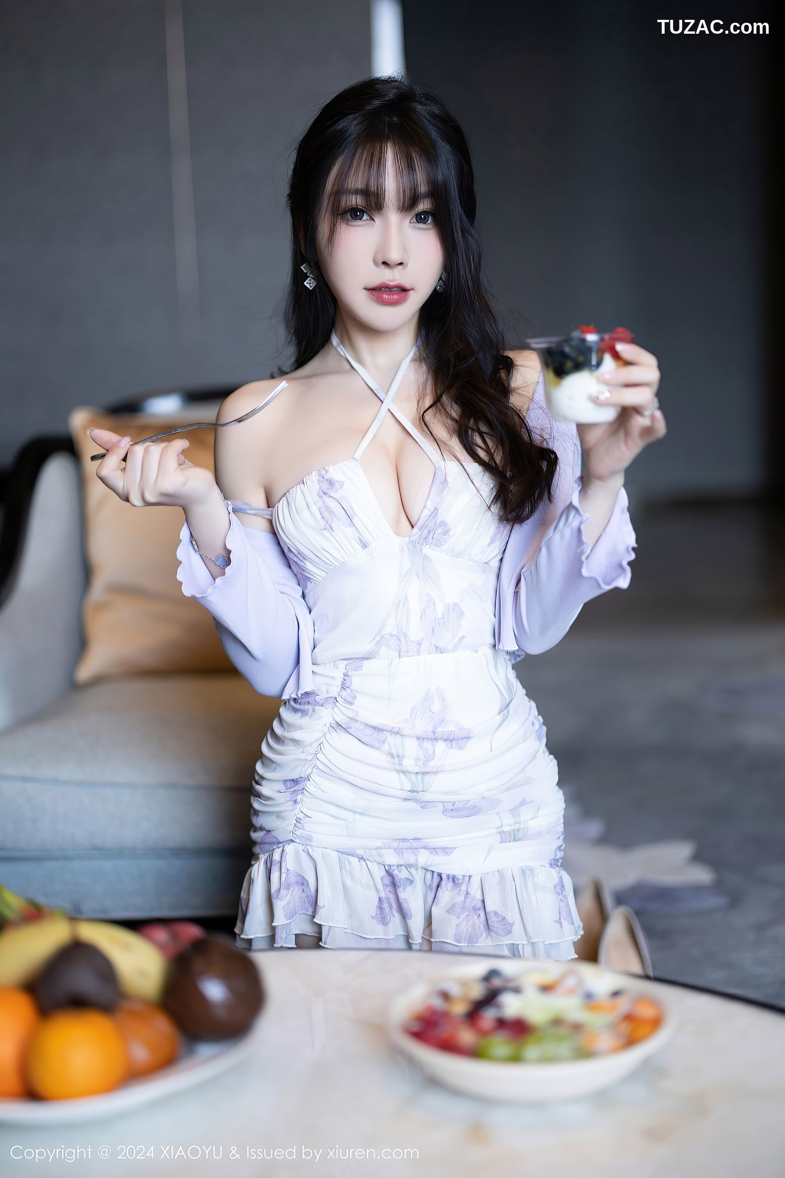 XiaoYu语画界-1224-徐莉芝Booty-哈尔滨旅拍-淡紫连衣短裙白色蕾丝情趣内衣-2024.03.25