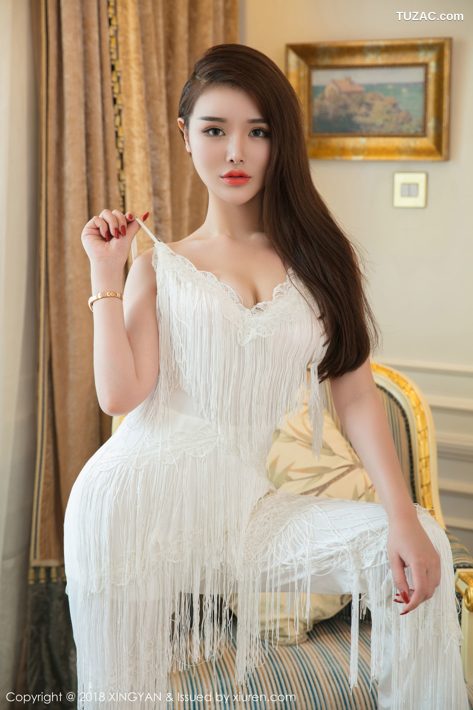 XingYan星颜社-037-陈宇曦-粉护士装橘色短吊带裙白裙