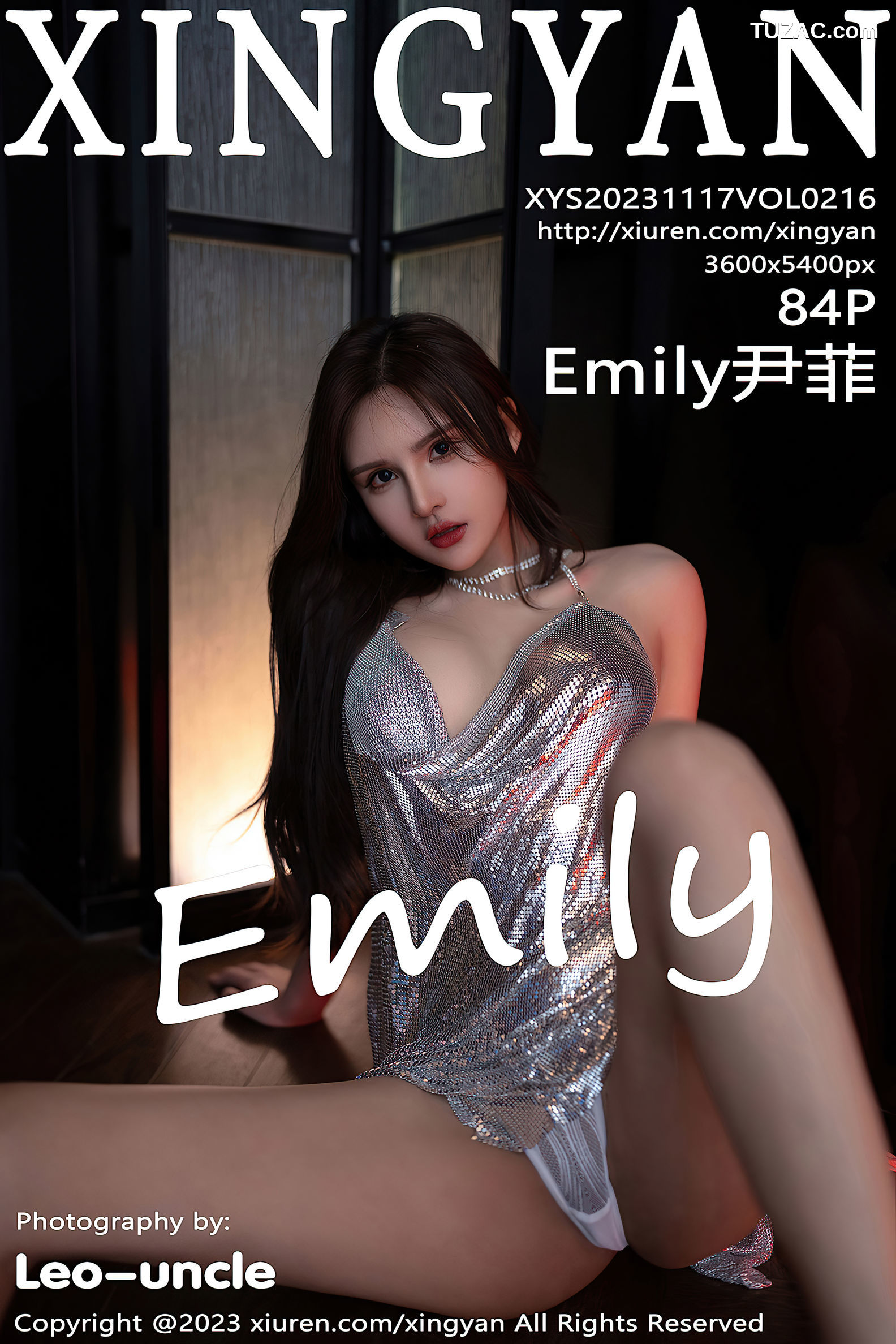 XingYan星颜社-216-Emily尹菲-银色吊带露背短裙-2023.11.17