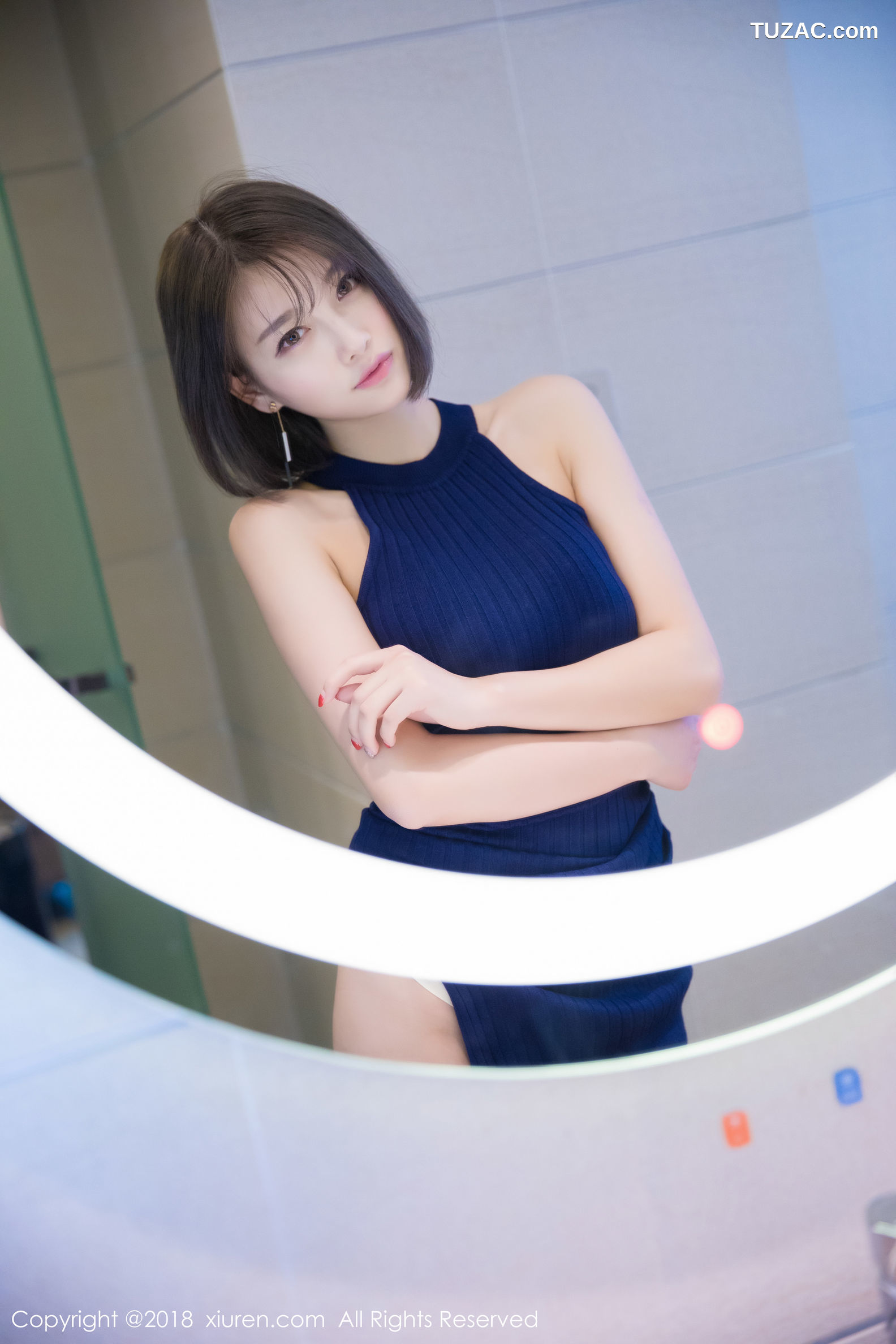 XiuRen秀人网-919-杨晨晨-《蓝色礼服-白衬衫-蕾丝内衣》-2018.01.31