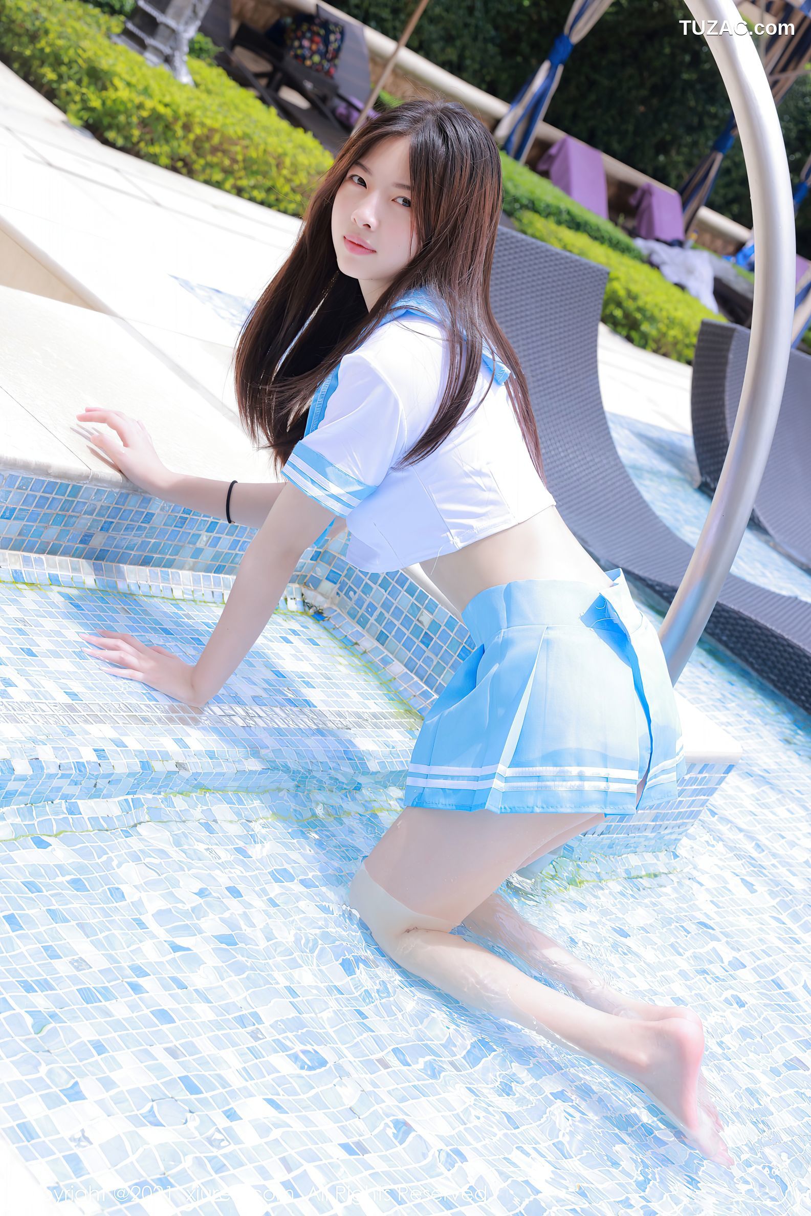 XiuRen秀人网-3770-明日花桃桃-澳门旅拍户外泳池性感水手服-2021.08.09
