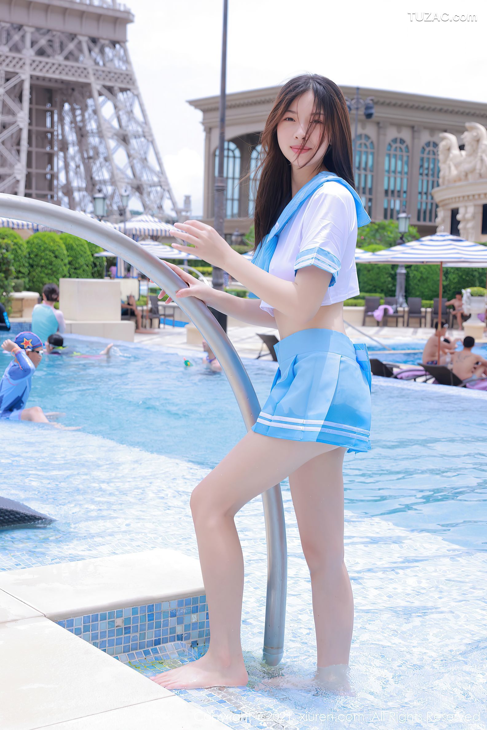 XiuRen秀人网-3770-明日花桃桃-澳门旅拍户外泳池性感水手服-2021.08.09