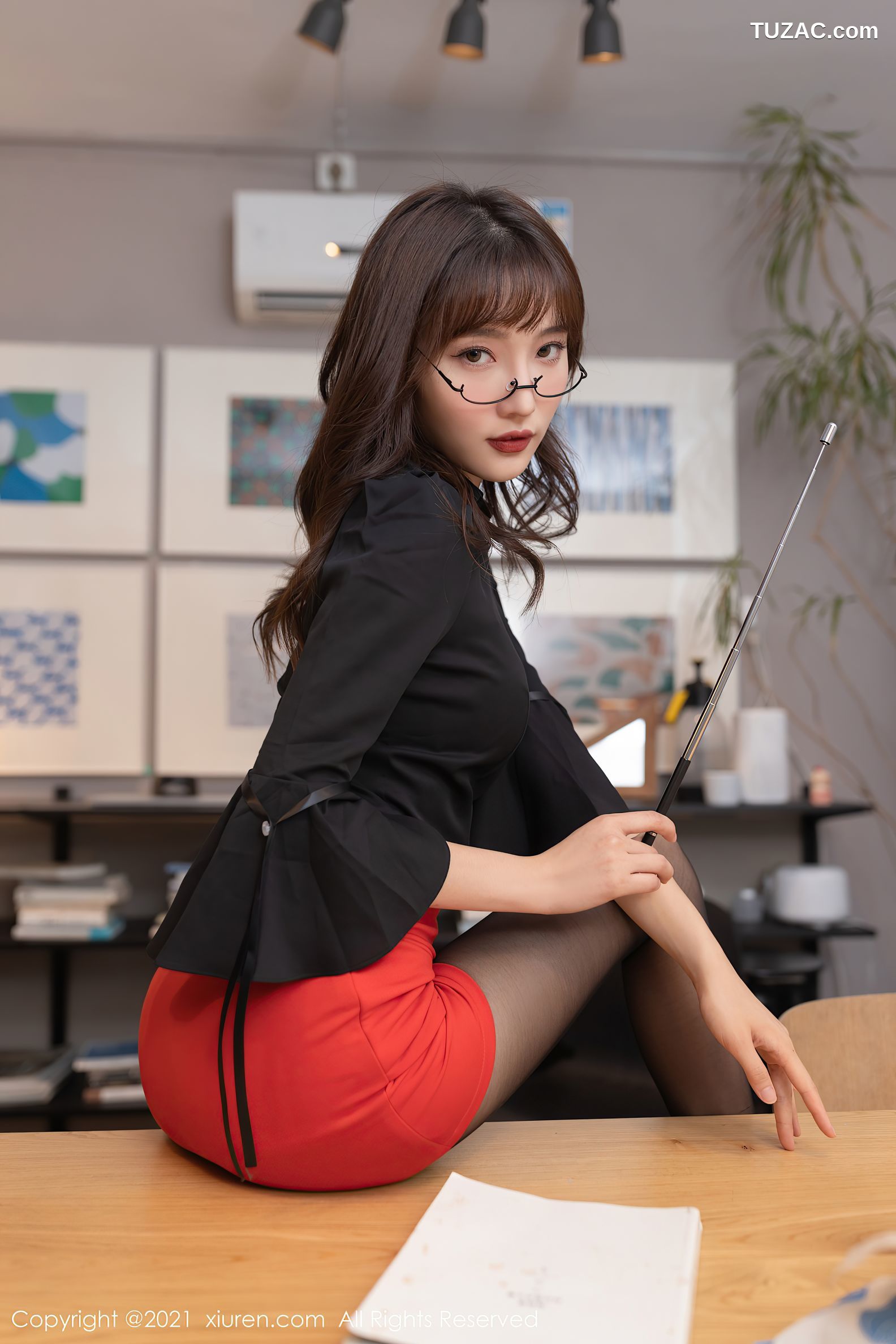 XiuRen秀人网-3961-陆萱萱-家教老师主题性感内衣超薄黑丝迷人-2021.09.16