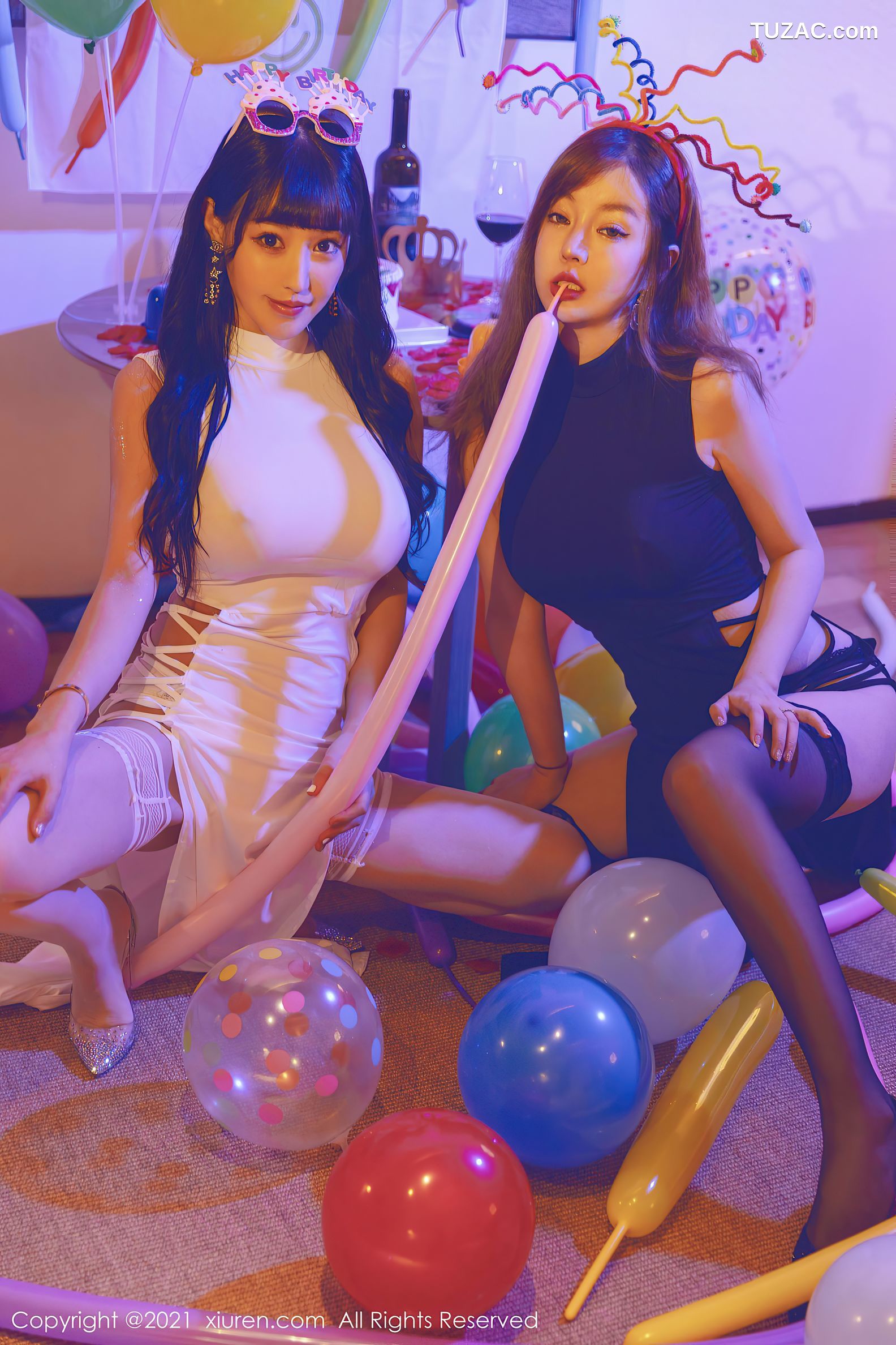 XiuRen秀人网-4025-王雨纯-朱可儿-生日party主题暗色灯光下-2021.09.30