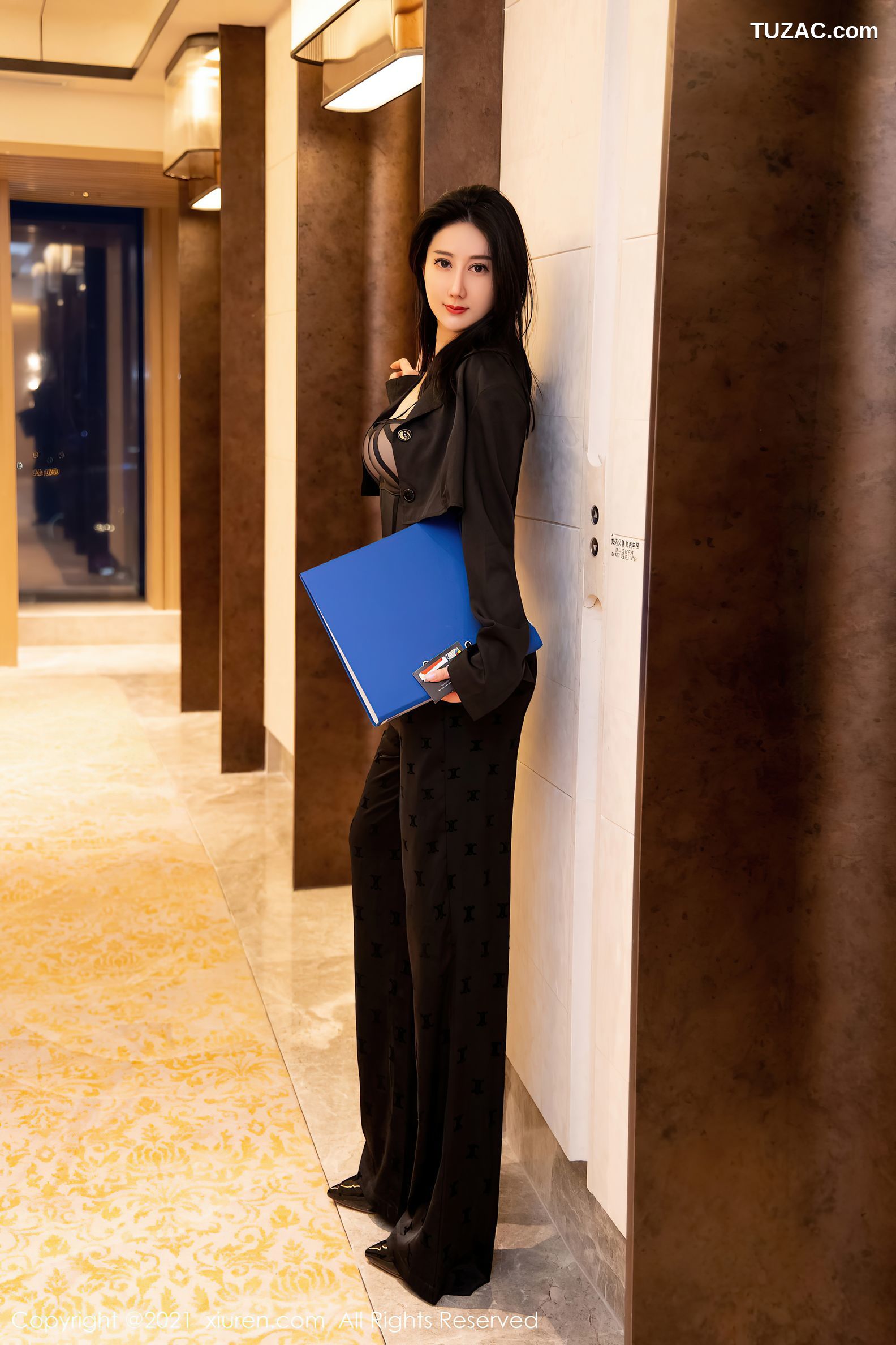 XiuRen秀人网-4081-苏小曼babyface-黑色OL情趣内衣蕾丝吊带袜-2021.10.19