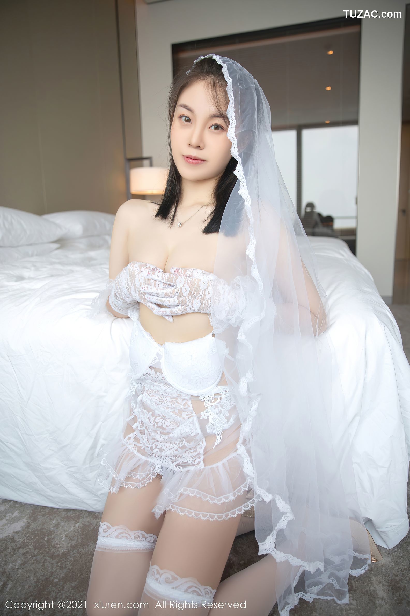 XiuRen秀人网-4119-一颗甜蛋黄a-白色唯美婚纱缕空-2021.10.26