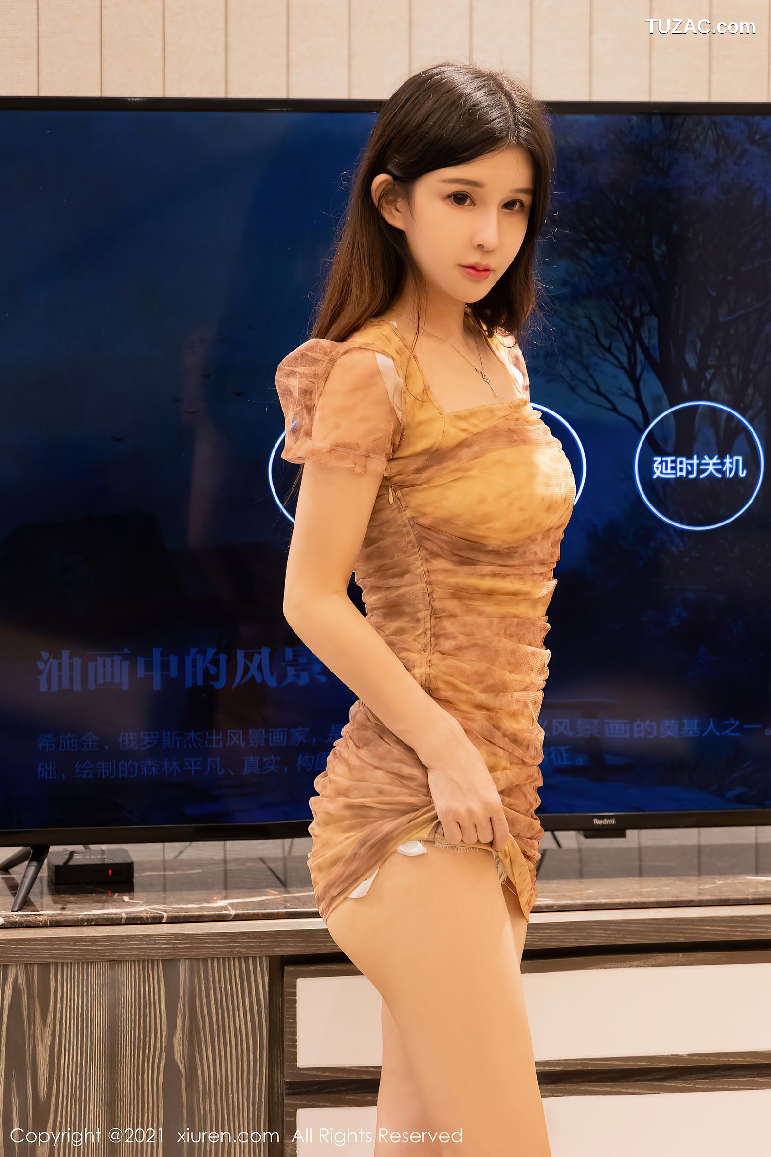 XiuRen秀人网-4186-张雨萌-三亚旅拍连身裙白色情趣连体衣-2021.11.09