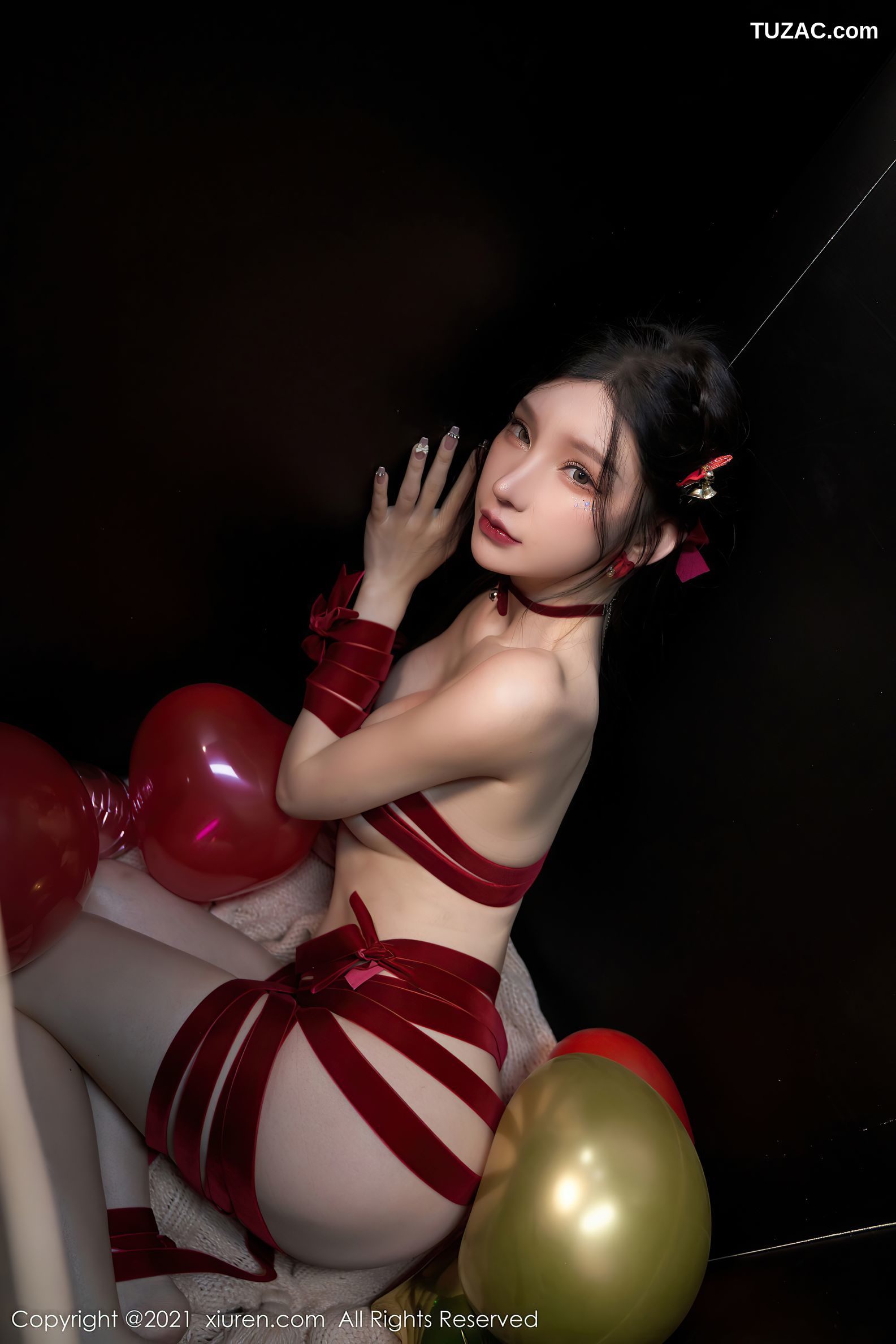 XiuRen秀人网-4385-周于希Sally-圣诞主题性感红色丝带裹身-2021.12.24