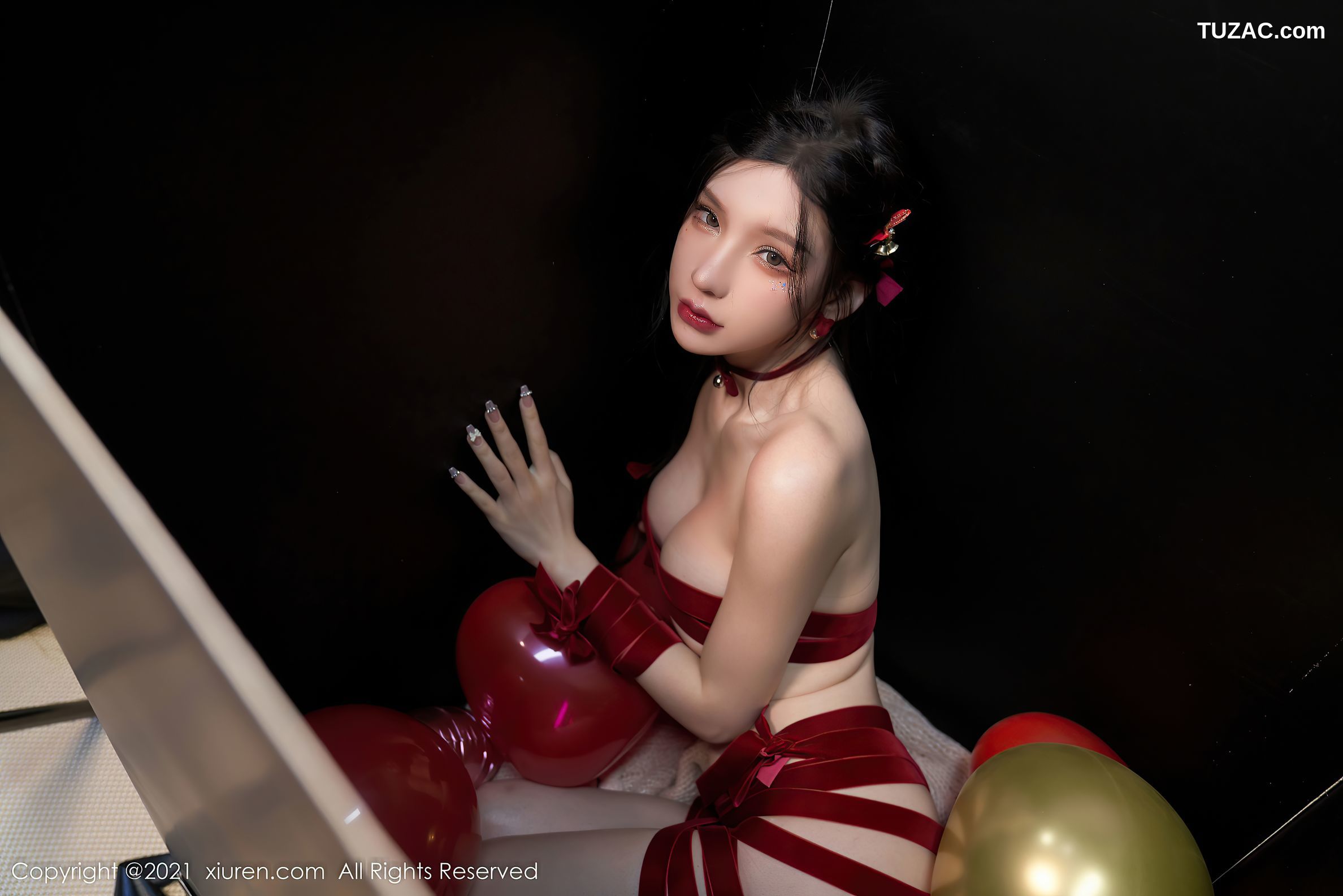 XiuRen秀人网-4385-周于希Sally-圣诞主题性感红色丝带裹身-2021.12.24