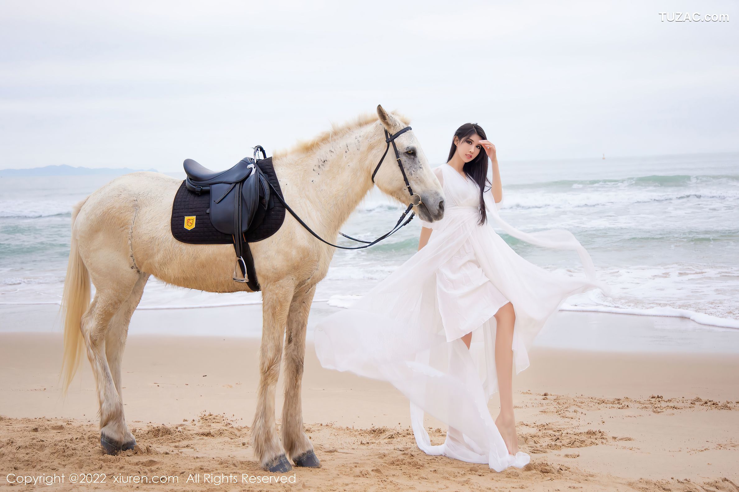 XiuRen秀人网-4829-葛征-三亚旅拍骑马系列白色连衣裙-黄色比基尼-2022.04.07