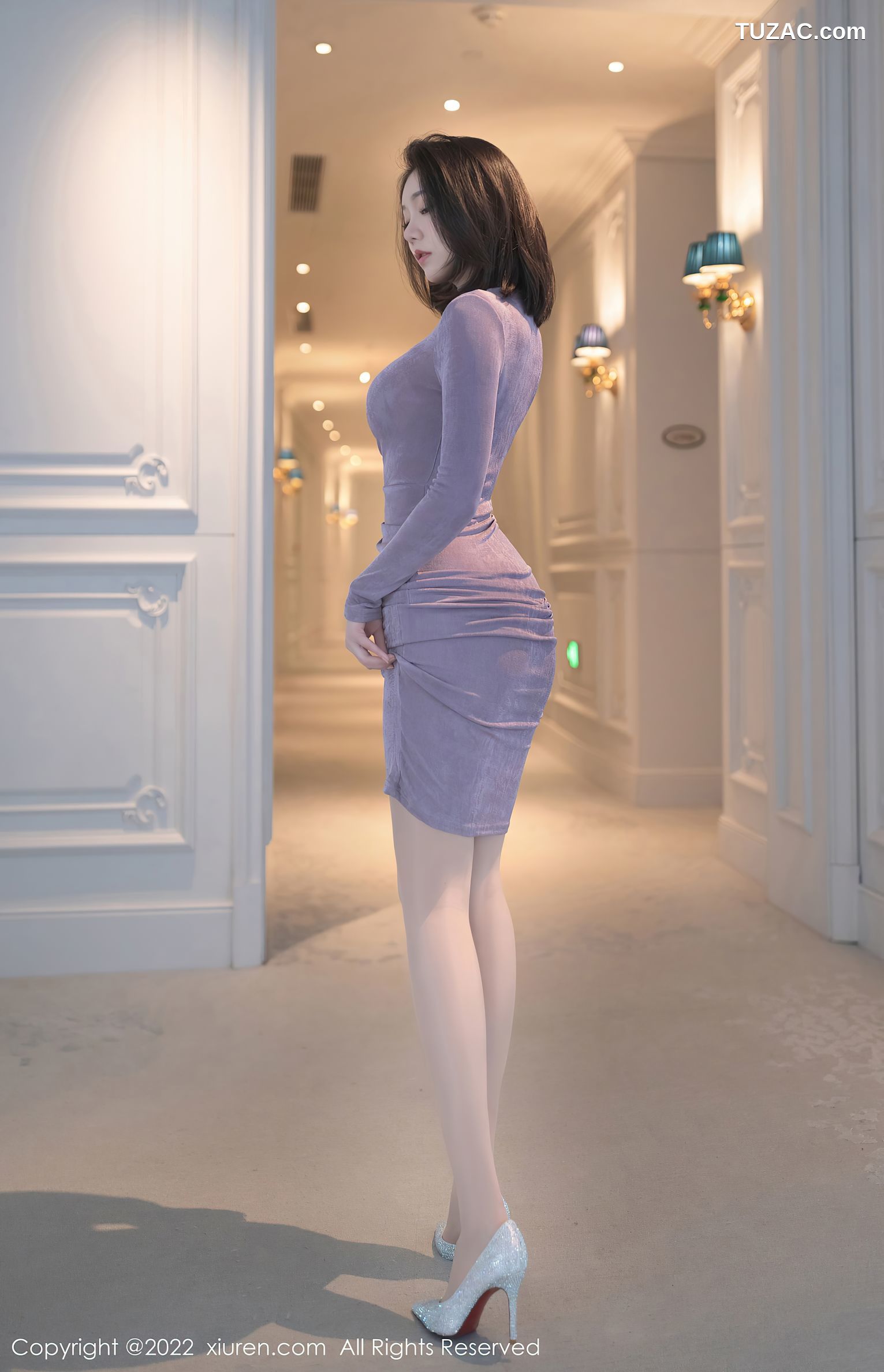 XiuRen秀人网-4890-安然Anran-珠三角旅拍-性感紫色蕾丝内衣肉丝-2022.04.19