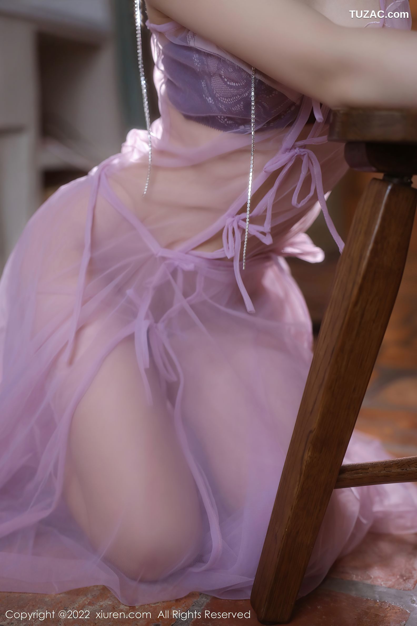 XiuRen-No.5085-佘贝拉-Bella-紫色透视纱裙真空