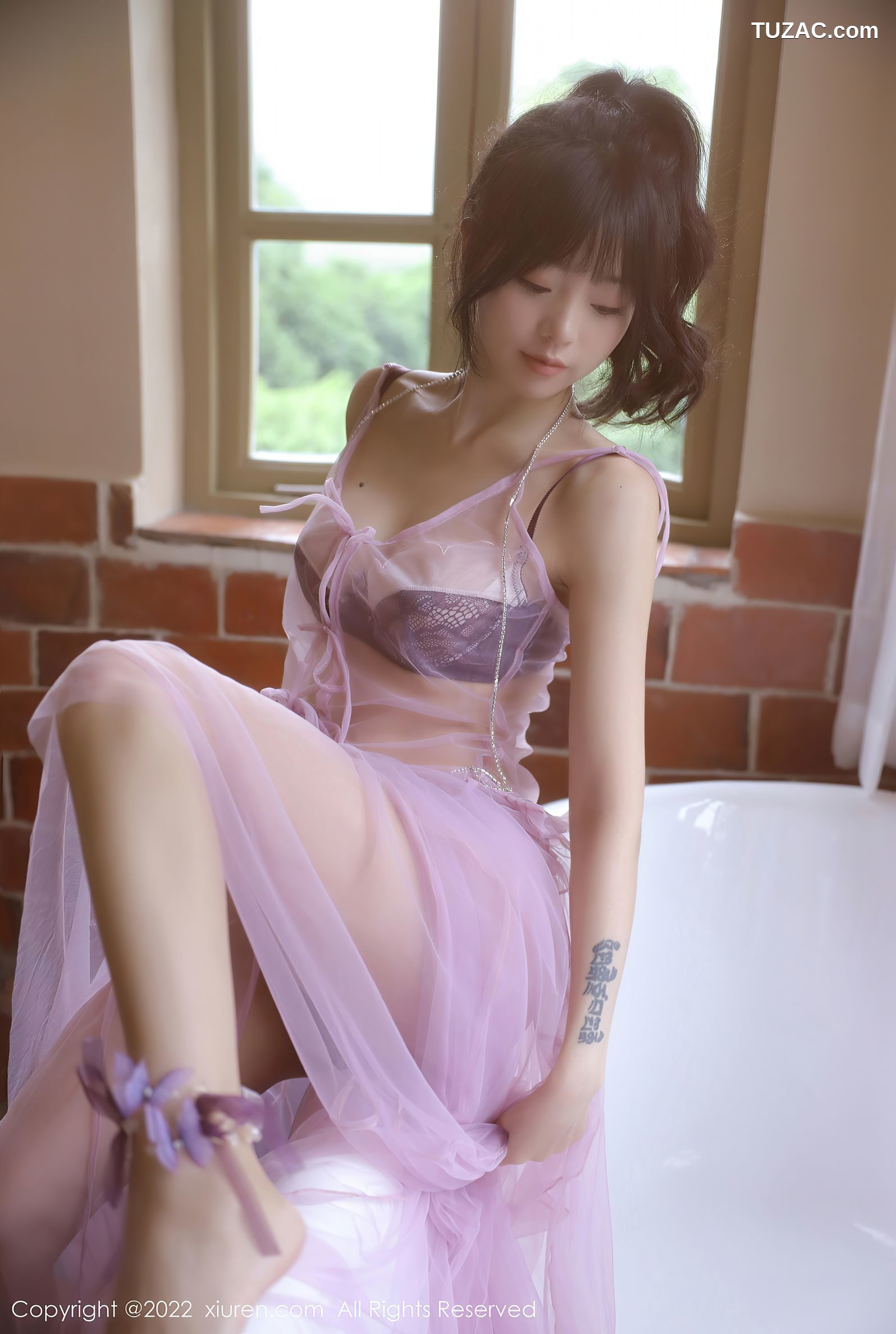 XiuRen-No.5085-佘贝拉-Bella-紫色透视纱裙真空