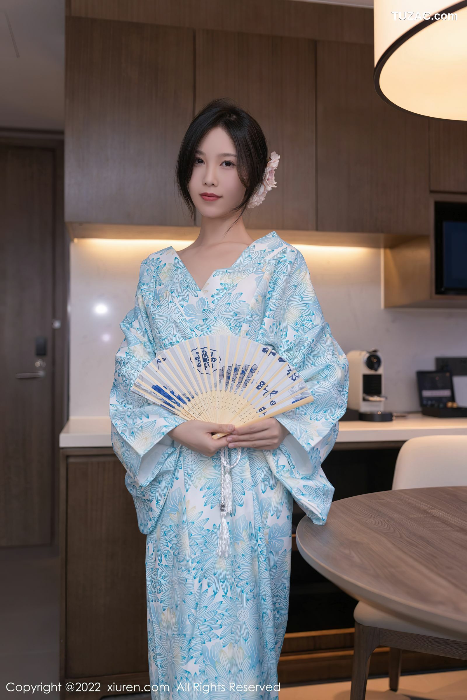 XiuRen-No.5118-利世-蓝花和服珍珠镂空内衣