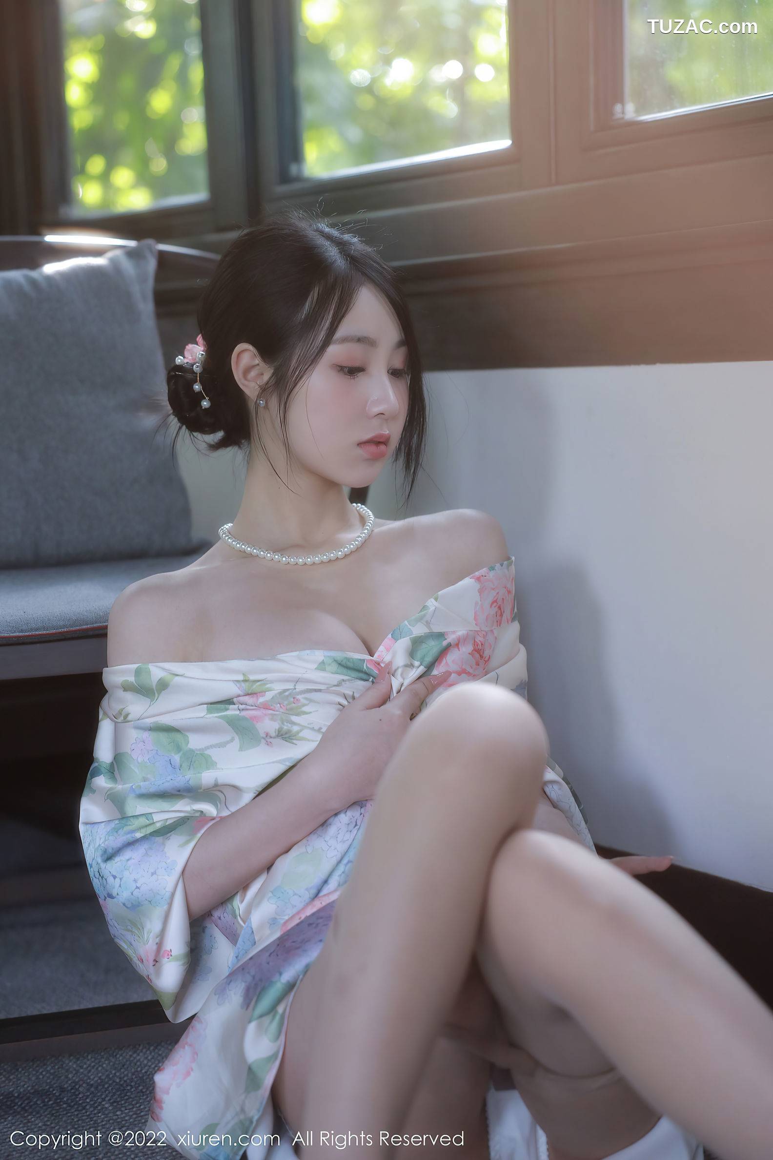XiuRen-No.5514-谢晚晚-印花白古风裙肉丝