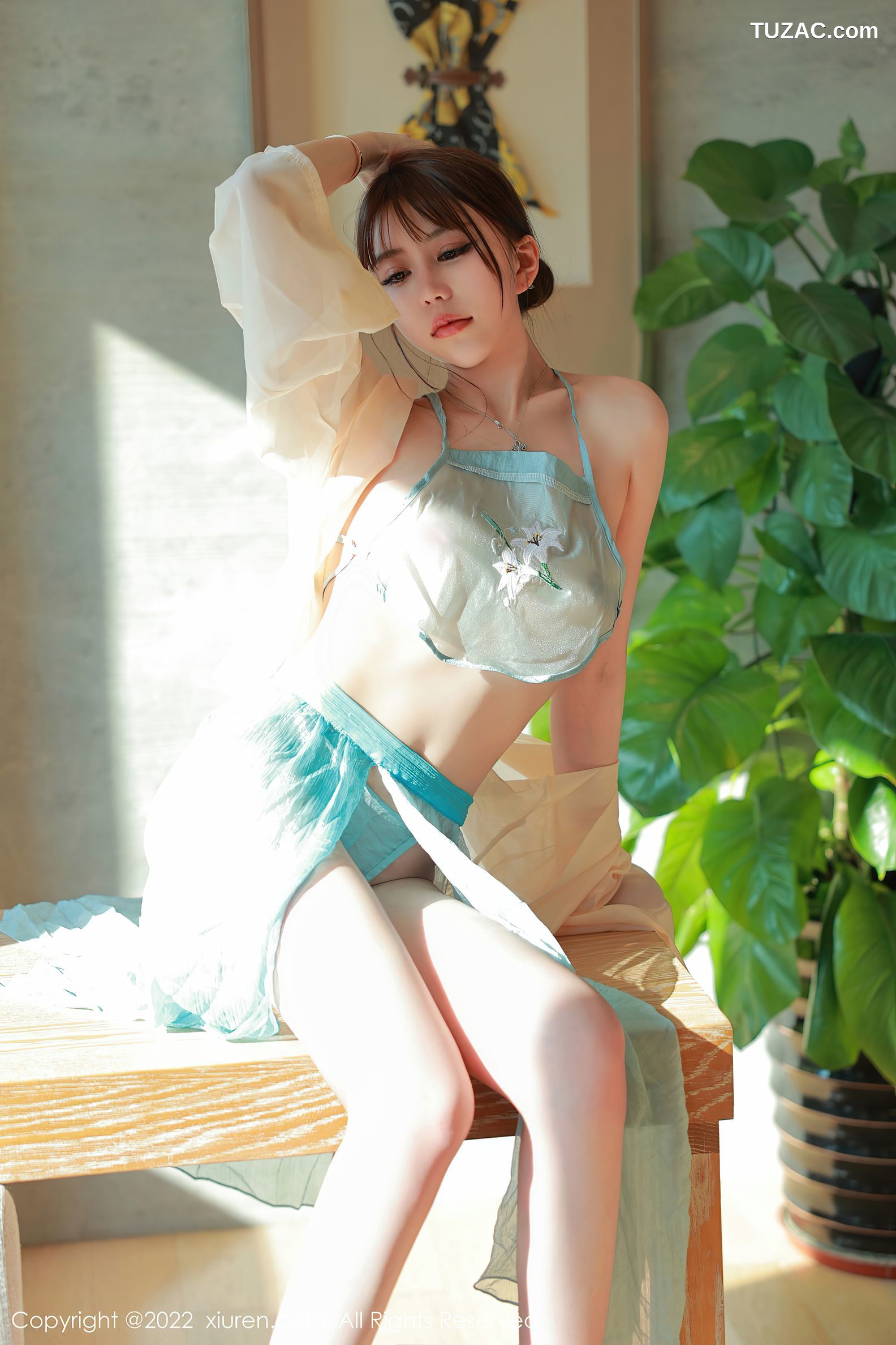 XiuRen-No.5679-甜仔-薄纱古风蓝绿肚兜短裙