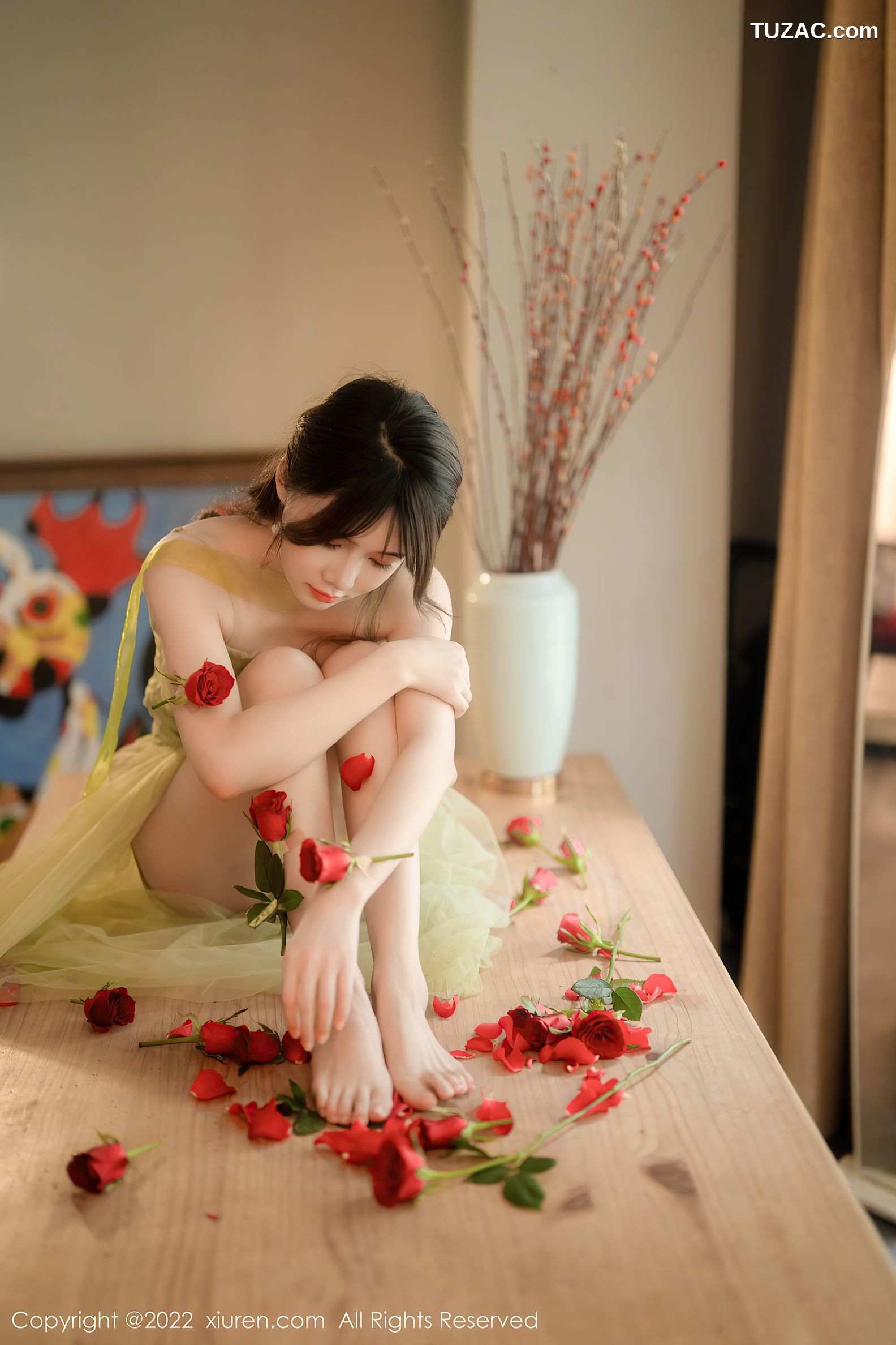 XiuRen-No.5875-婠婠么-绿纱裙鲜花公主