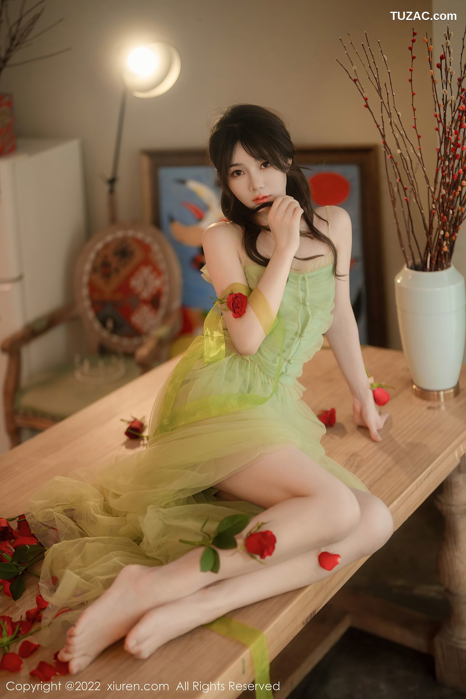 XiuRen-No.5875-婠婠么-绿纱裙鲜花公主