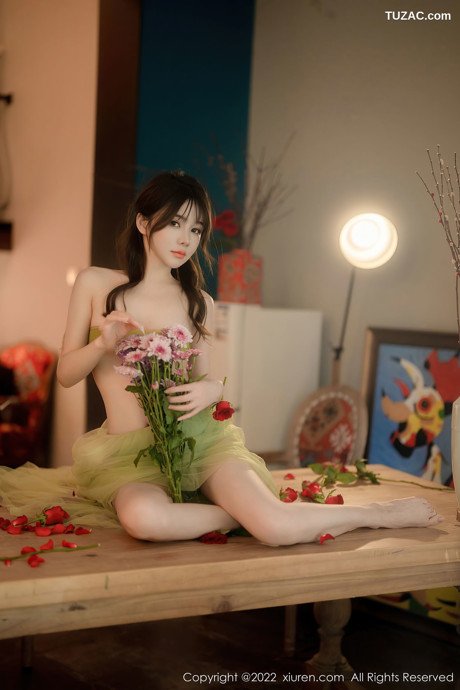 XiuRen-No.5875-婠婠么-绿纱裙鲜花公主
