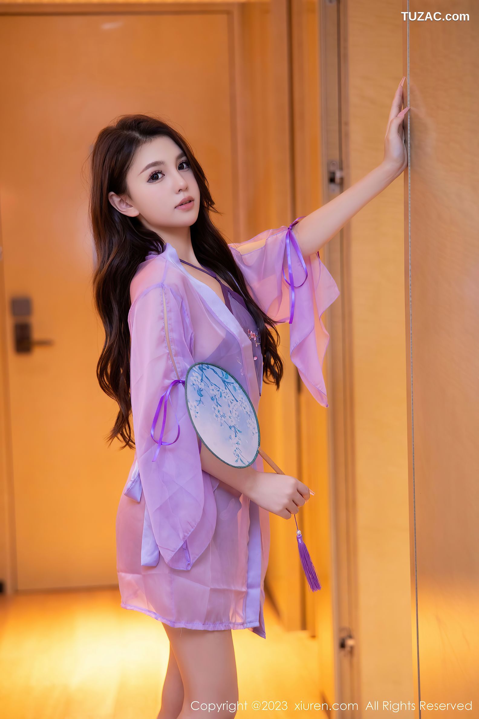 XiuRen秀人网-6077-美羊羊-紫色古装服饰丁字裤