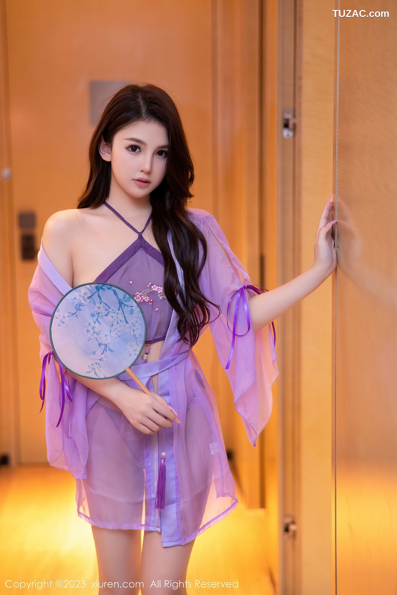 XiuRen秀人网-6077-美羊羊-紫色古装服饰丁字裤