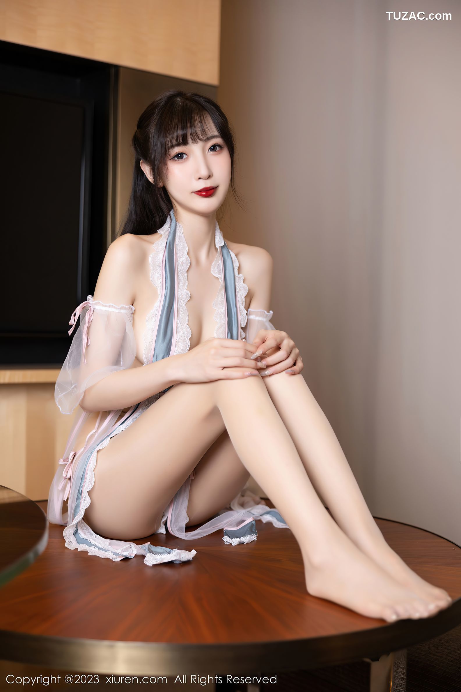 XiuRen秀人网-6086-林星阑-蓝白薄纱情趣服饰肉丝