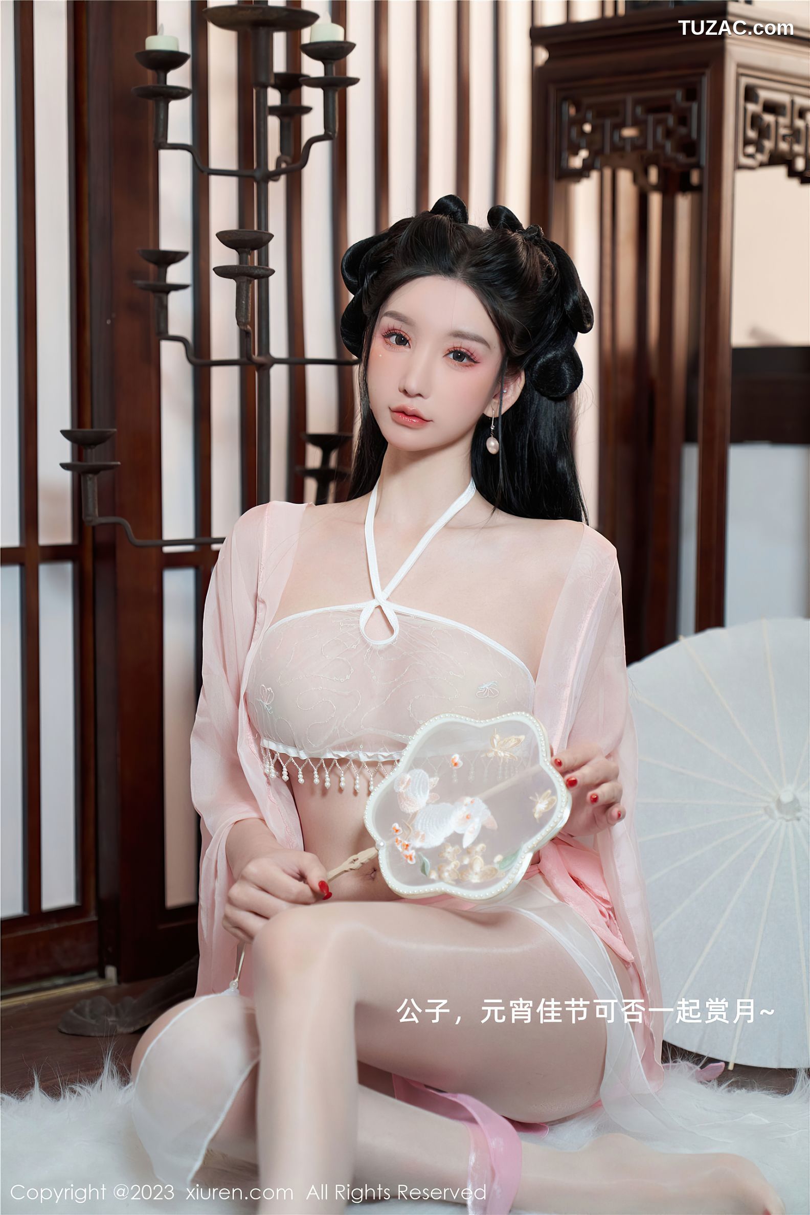 XiuRen秀人网-6217-周于希-粉色古装服饰超薄肉丝