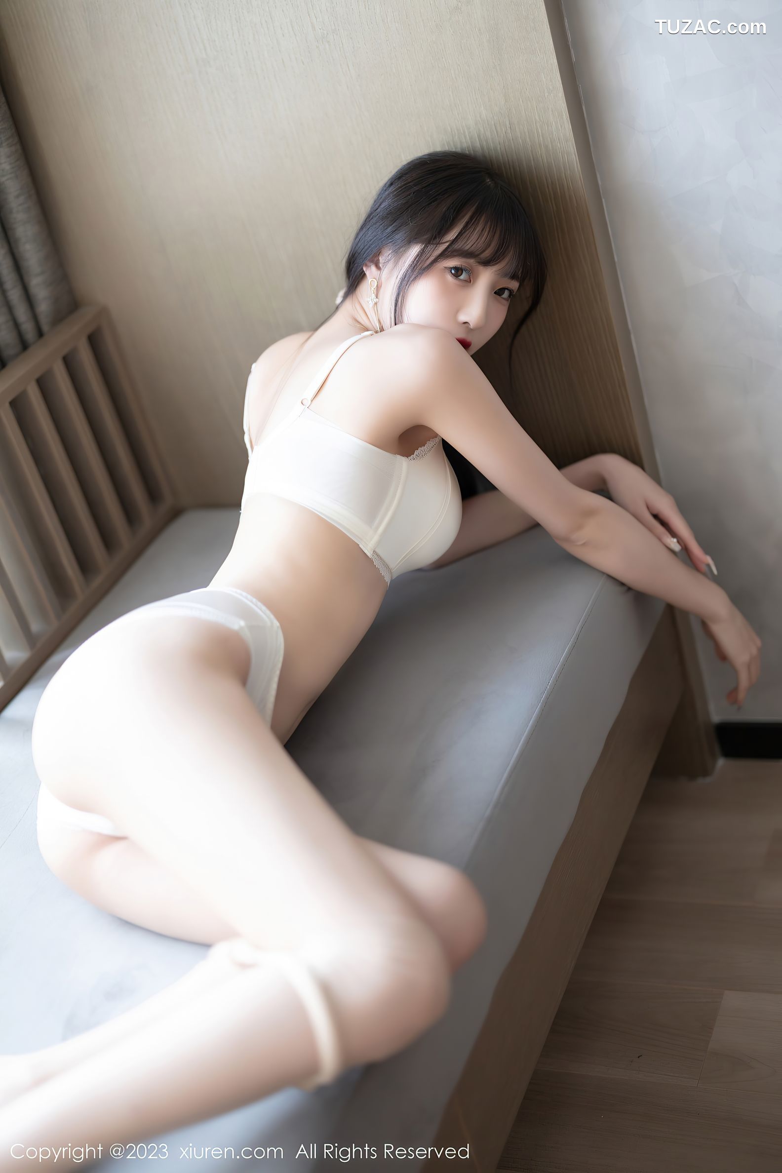 XiuRen秀人网-6236-林星阑-咖啡色连衣裙白色蕾丝内衣肉丝