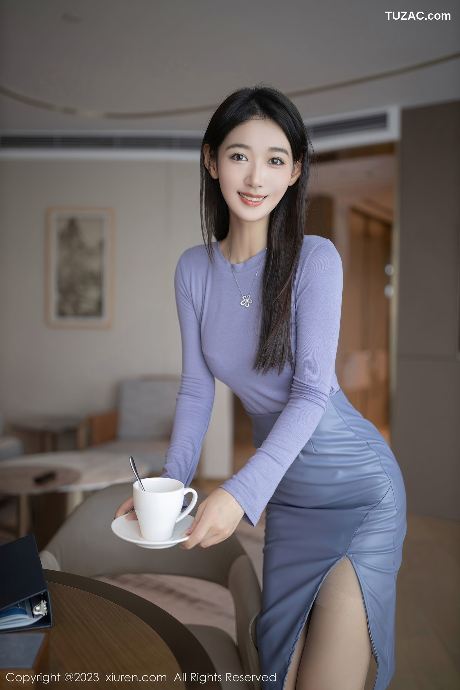 XiuRen秀人网-6258-唐安琪-下午茶主题粉色蕾丝内衣-2023.02.13