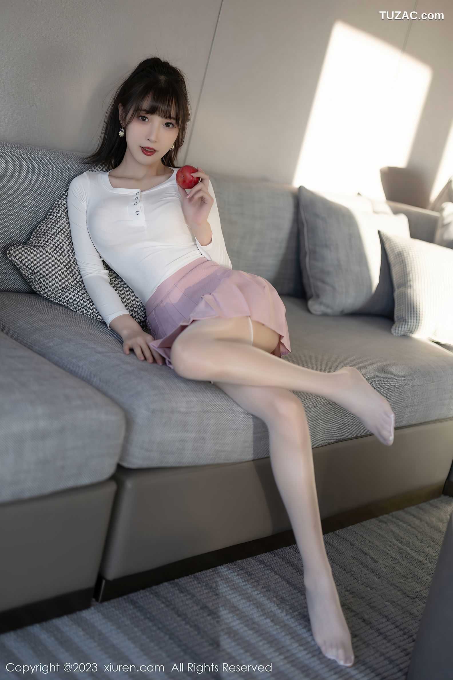 XiuRen秀人网-6263-林星阑-白色上衣粉色短裙性感内衣-2023.02.14
