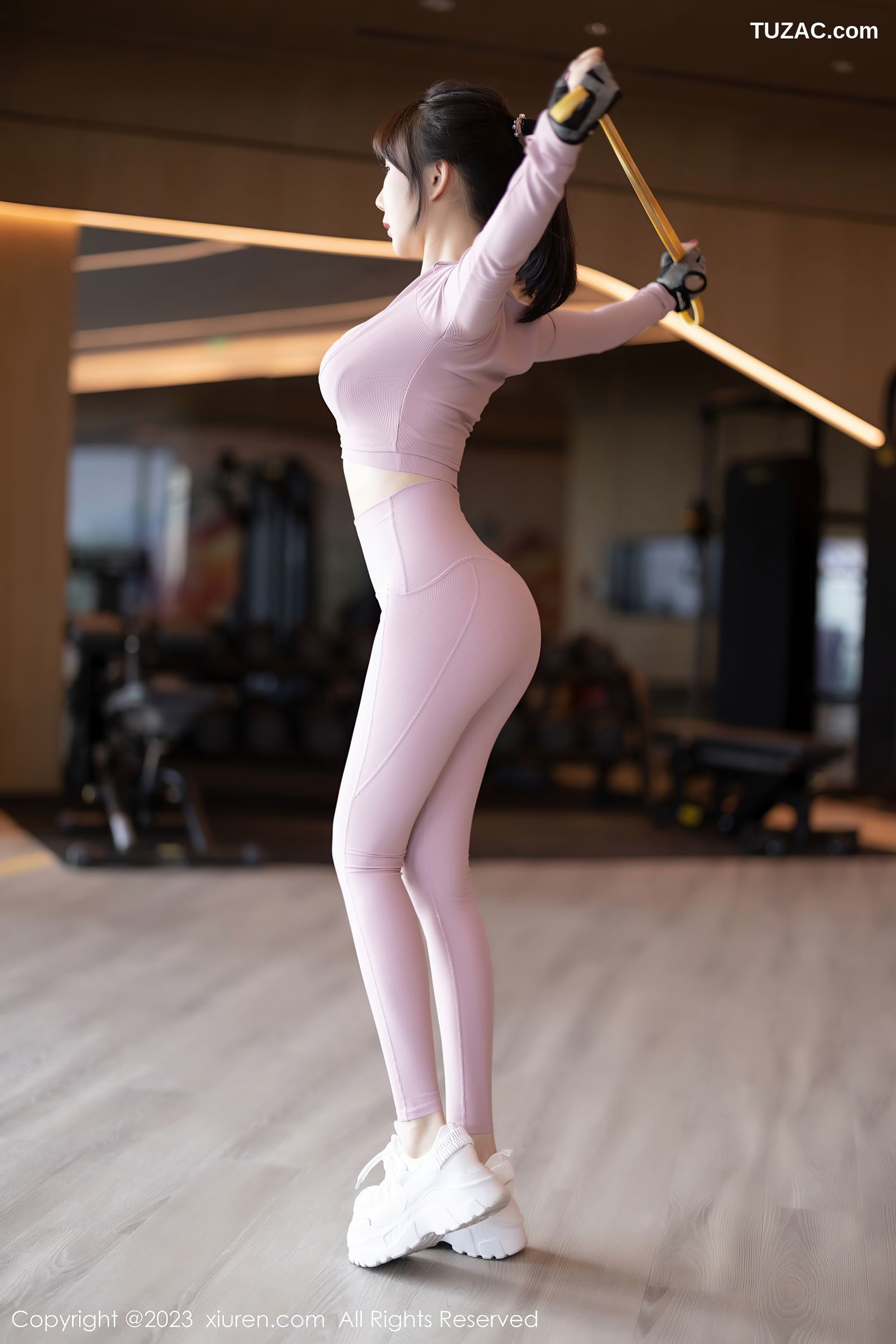 XiuRen秀人网-6291-波巧酱-健身房性感粉色运动装-2023.02.20