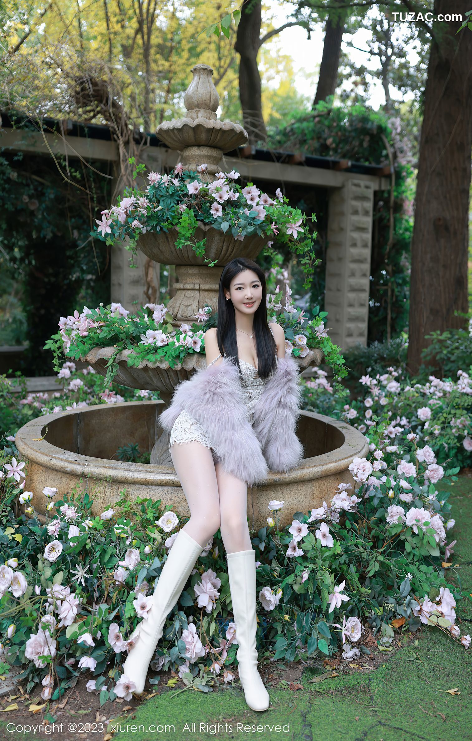 XiuRen秀人网-6331-唐安琪-白色蕾丝吊带裙白丝-2023.02.27