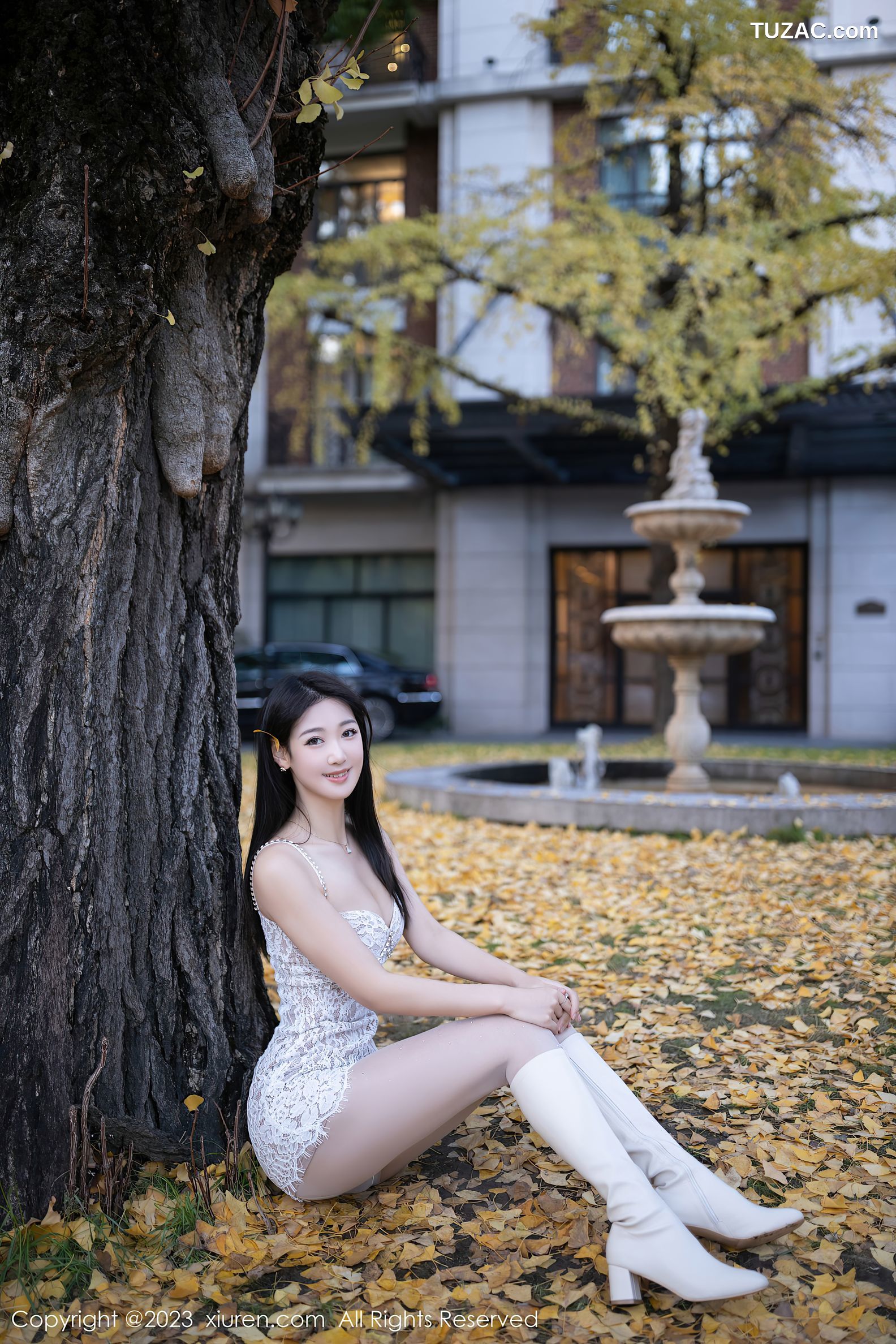 XiuRen秀人网-6331-唐安琪-白色蕾丝吊带裙白丝-2023.02.27
