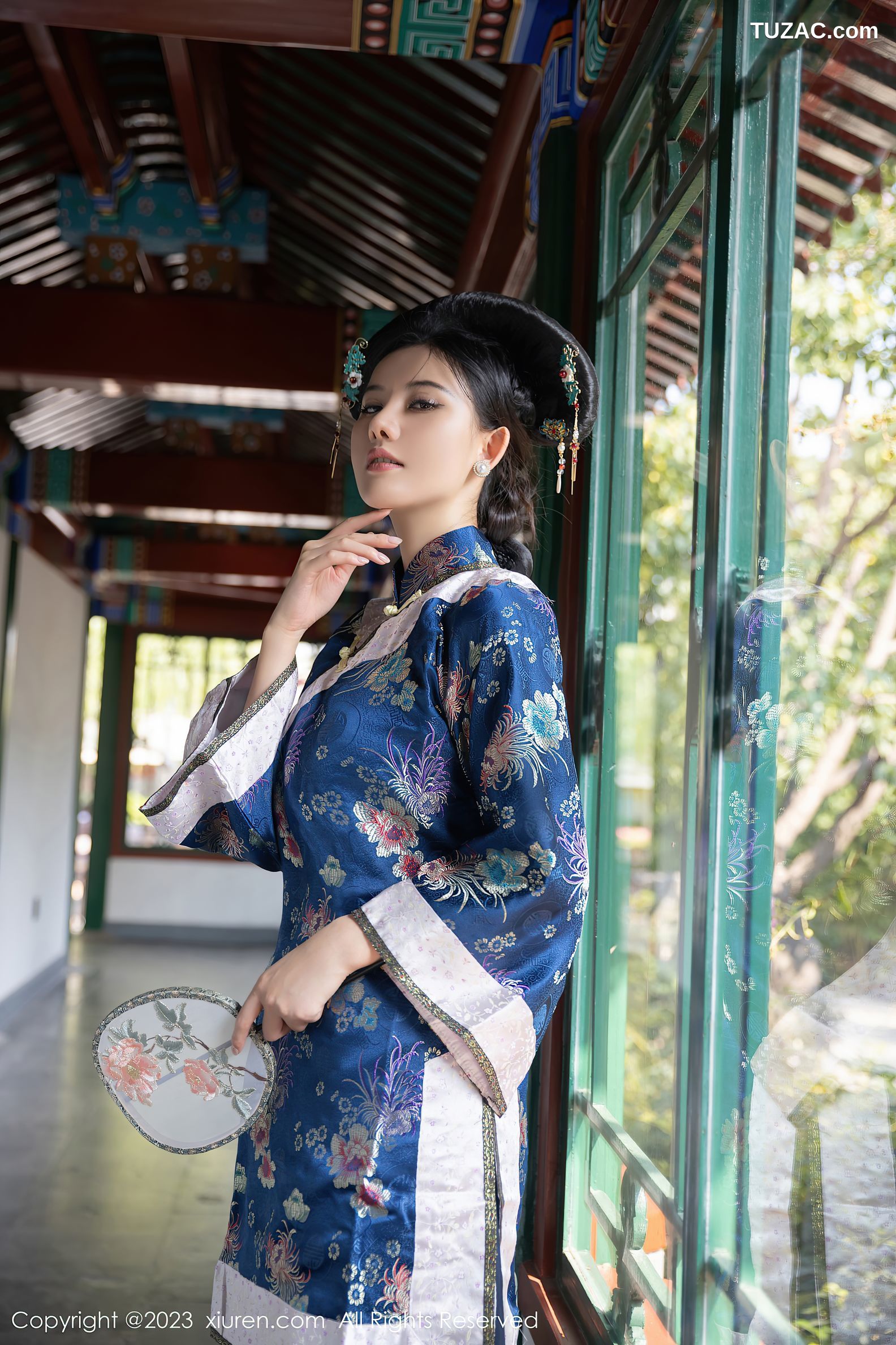 XiuRen秀人网-6398-就是阿朱啊-宫廷古装蓝色睡衣-2023.03.10