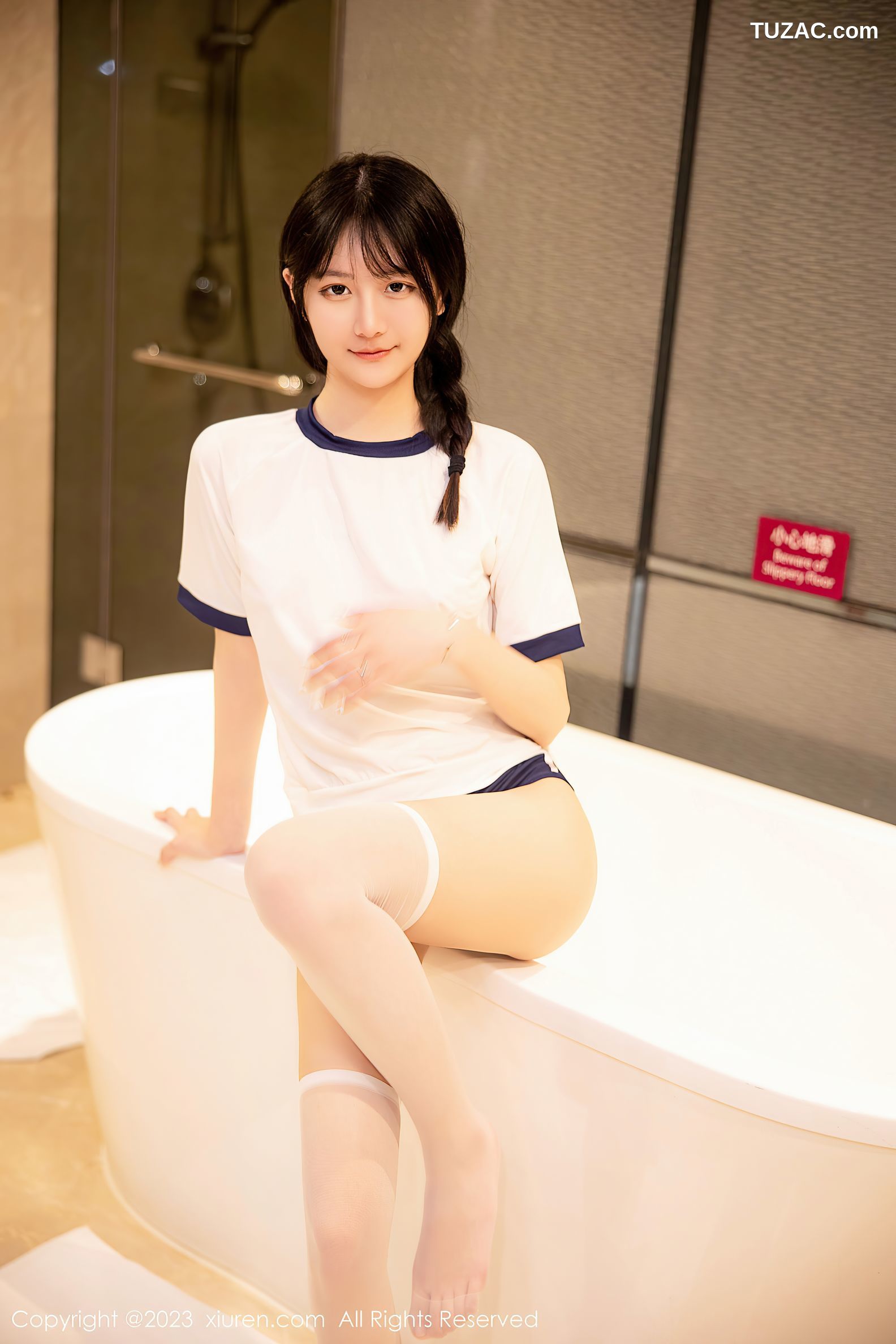 XiuRen秀人网-6447-谢小蒽-浴室性感白色水手服-2023.03.21