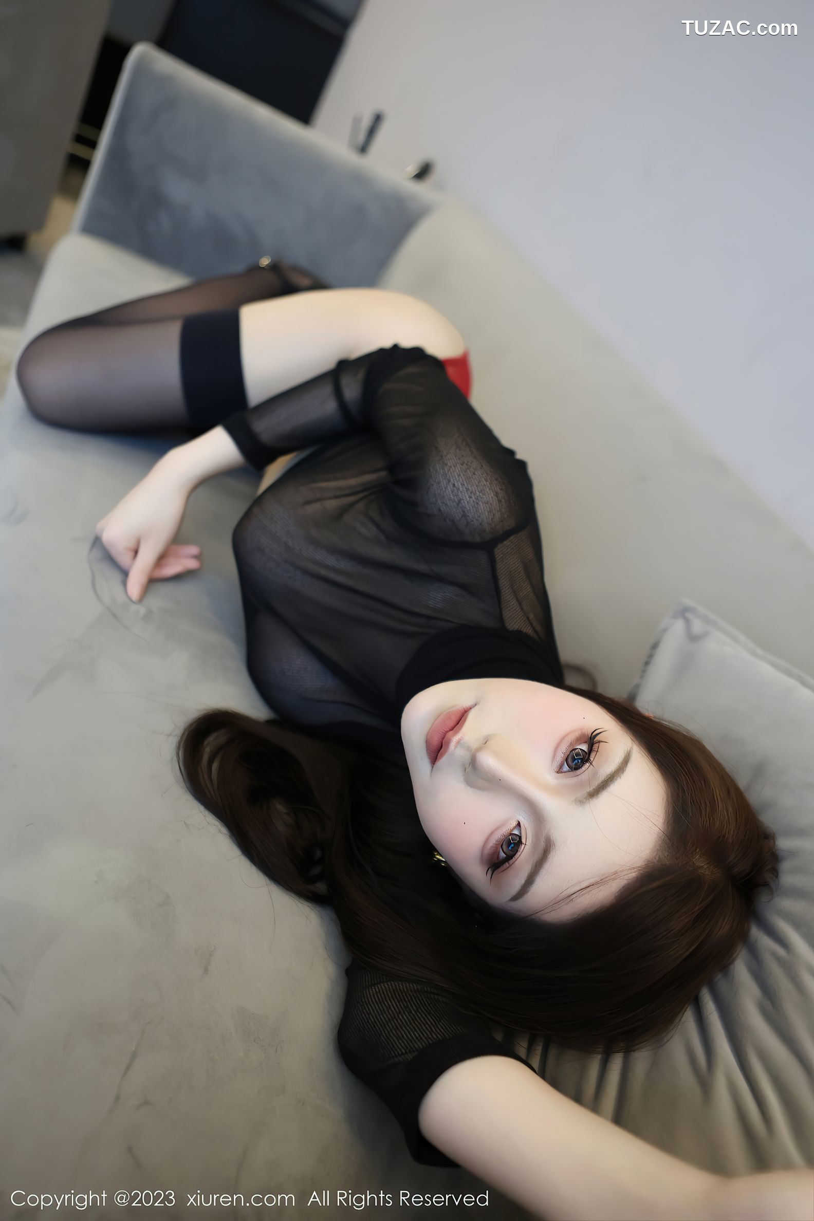XiuRen秀人网-6496-金幼汐Vivian-性感黑色薄纱黑长裤-2023.03.30