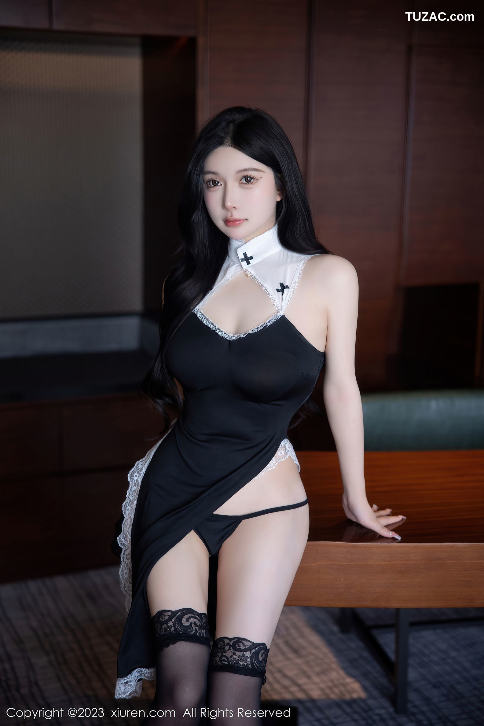 XiuRen秀人网-6577-林珊珊-黑色修女服超薄黑丝-2023.04.14