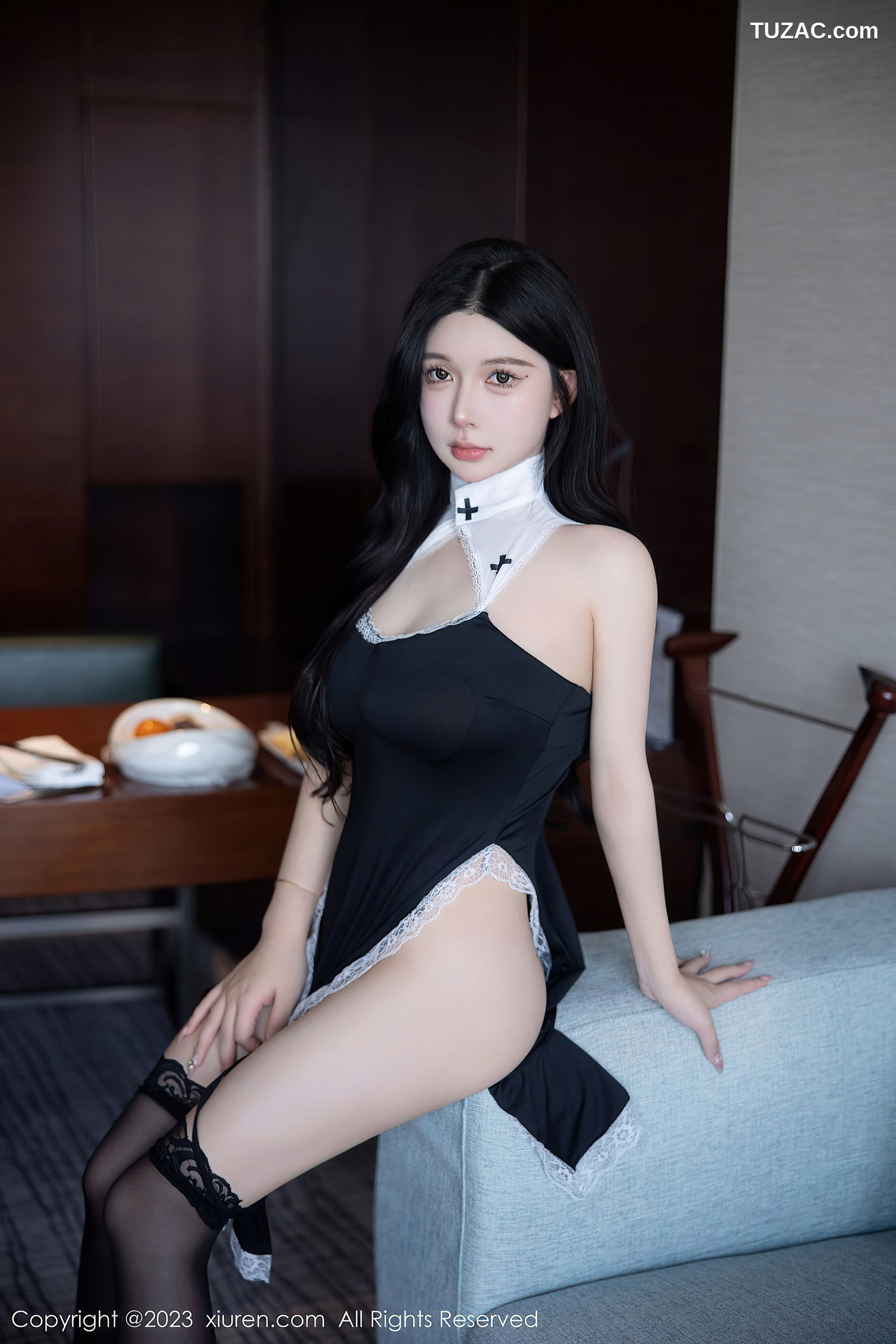 XiuRen秀人网-6577-林珊珊-黑色修女服超薄黑丝-2023.04.14