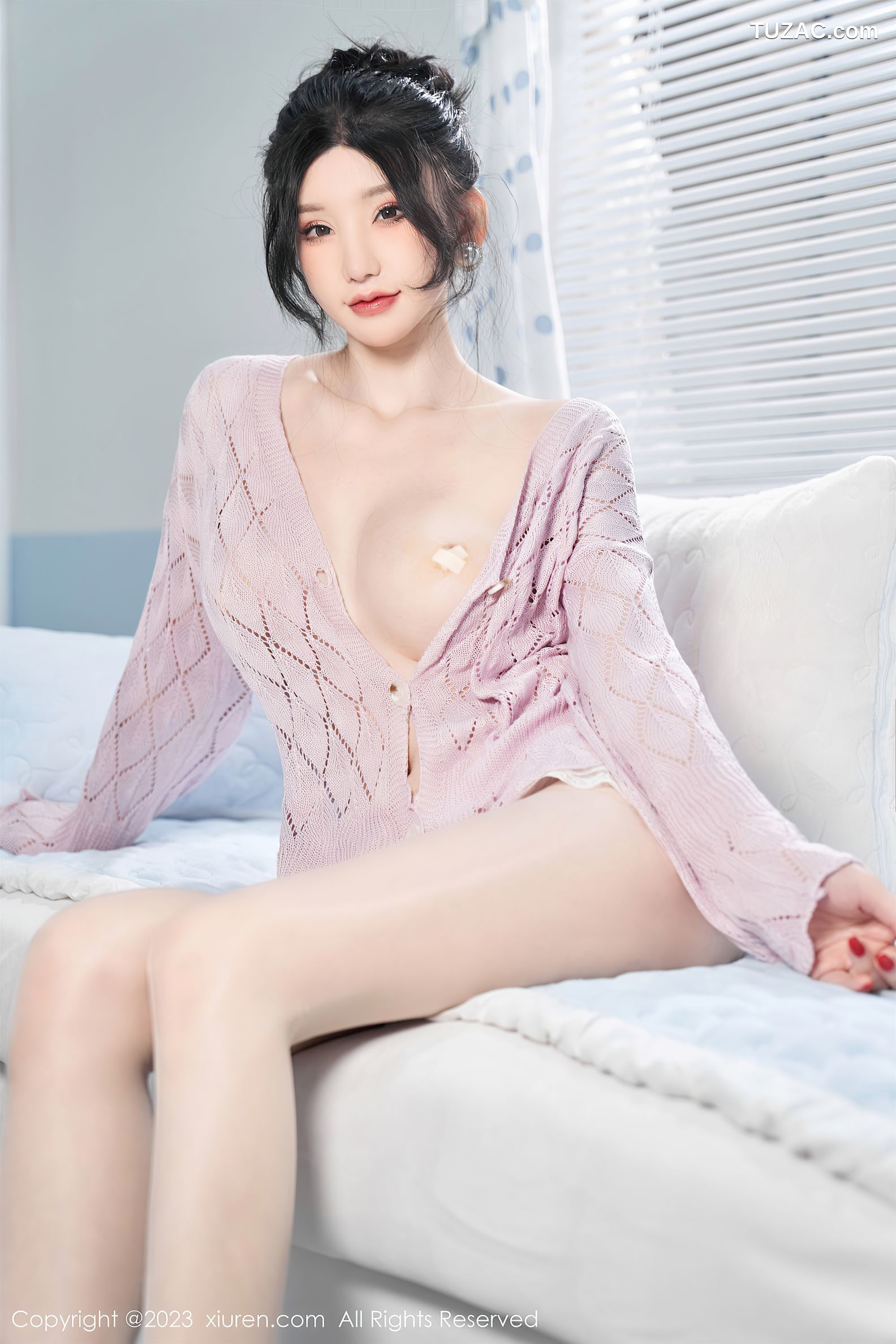 XiuRen秀人网-6580-周于希Sally-粉色服饰超薄肉丝豪乳遮点-2023.04.14